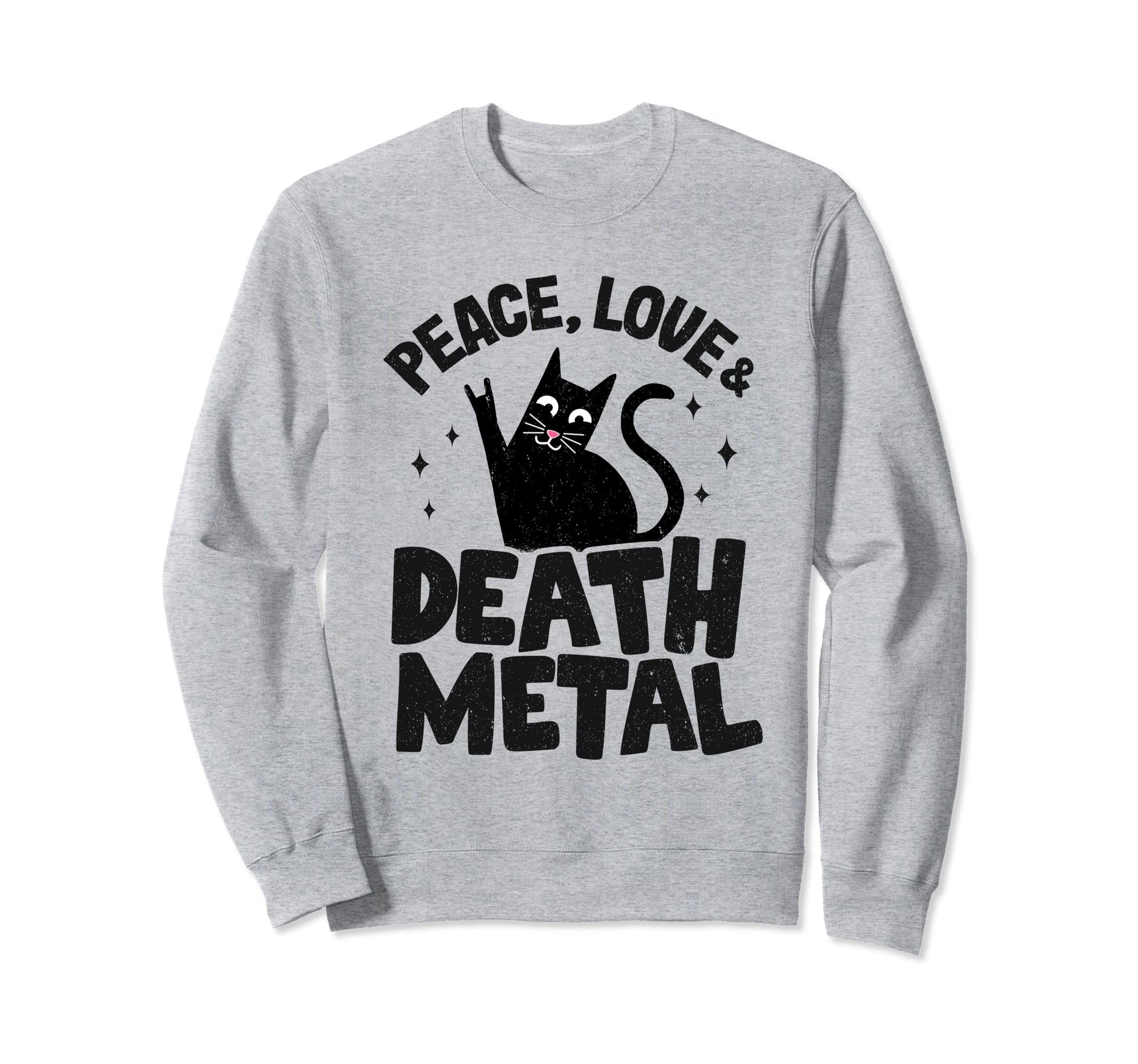 Peace Love Death Metal Satanic Cat Sweatshirt - Minimalist Print Men Women - T-Shirt, Sweatshirt, Hoodie