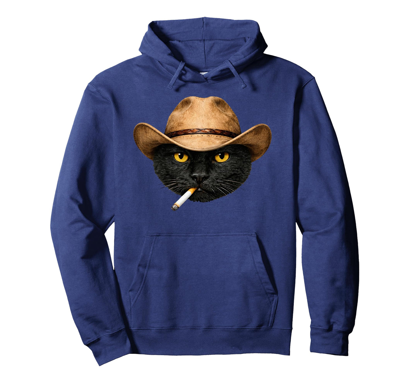 Funny Black Cat Cowboy Smoking Cat Meme Hoodie - Trendy Graphic Unisex - T-Shirt, Sweatshirt, Hoodie
