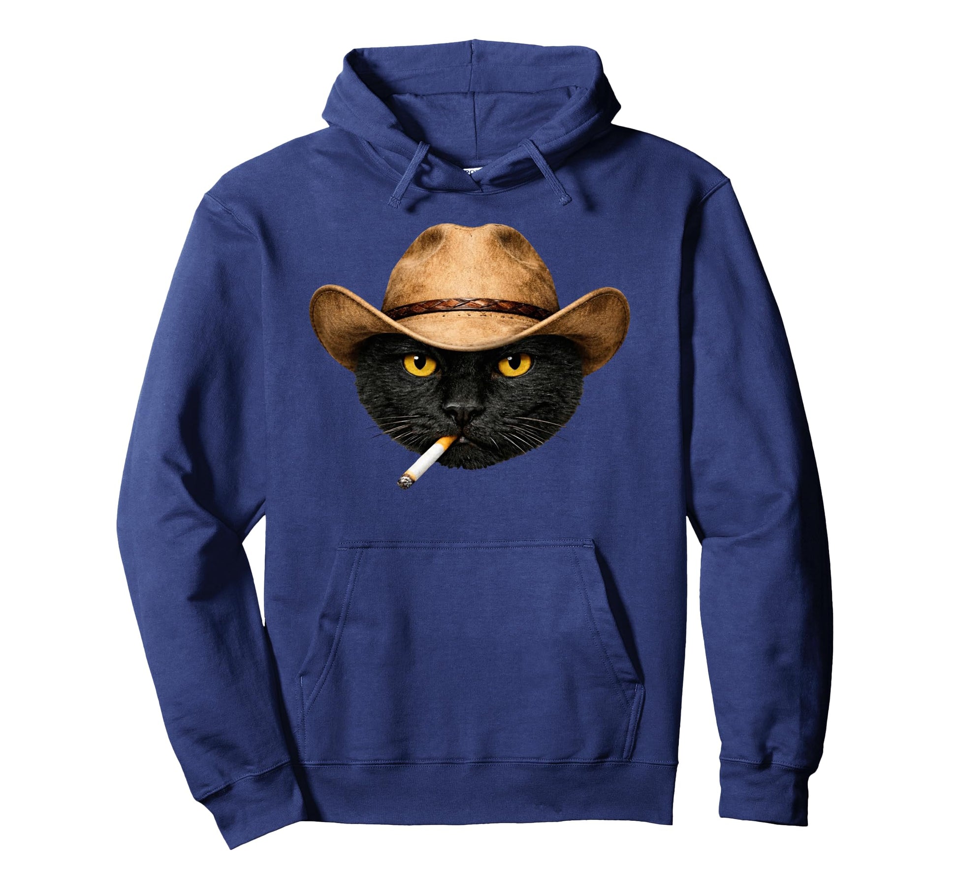 Funny Black Cat Cowboy Smoking Cat Meme Hoodie - Trendy Graphic Unisex - T-Shirt, Sweatshirt, Hoodie