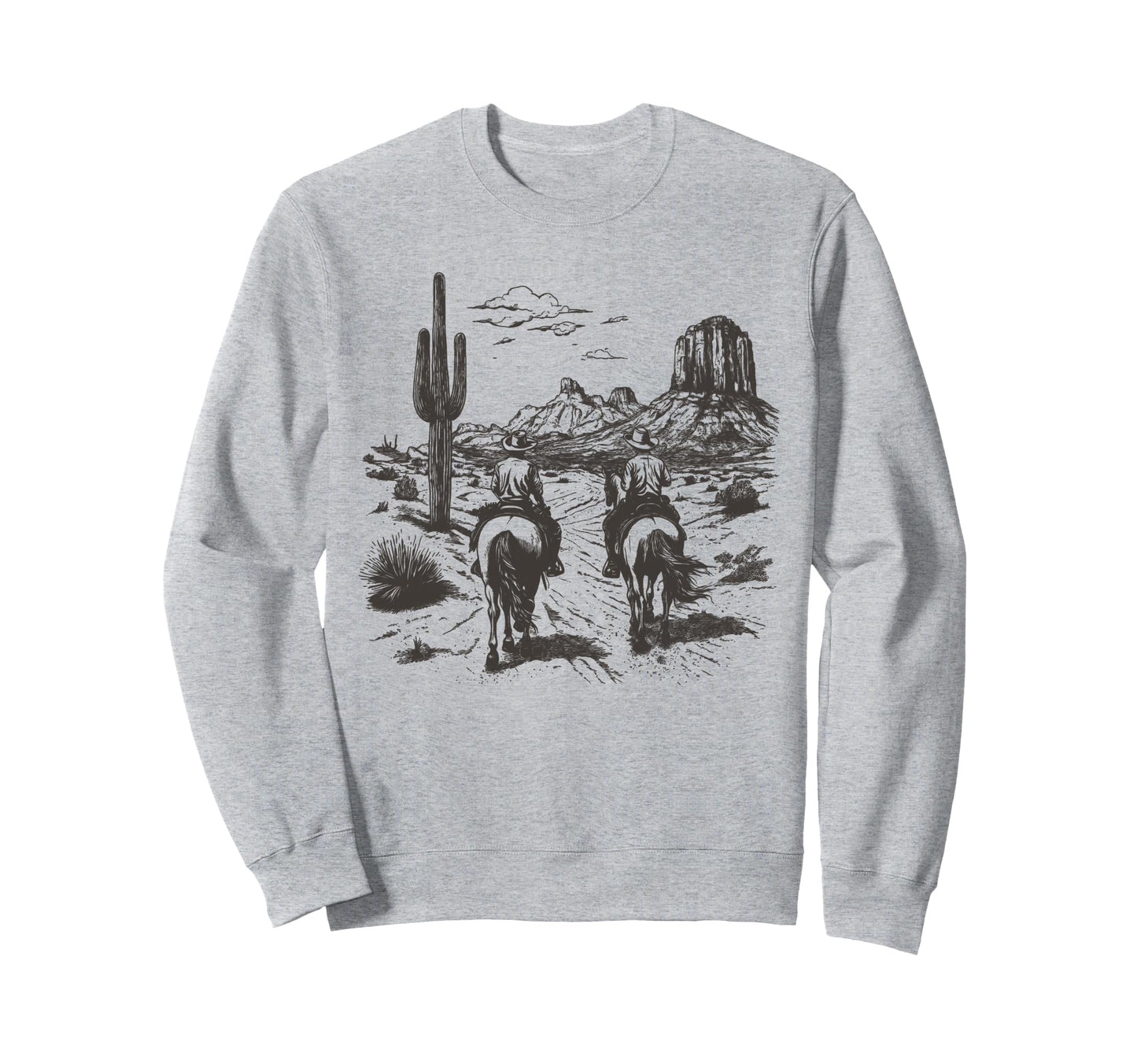 Cowboy Riding Horse Western Desert Sweatshirt - Graphic Print for Adults - T-Shirt, Sweatshirt, Hoodie