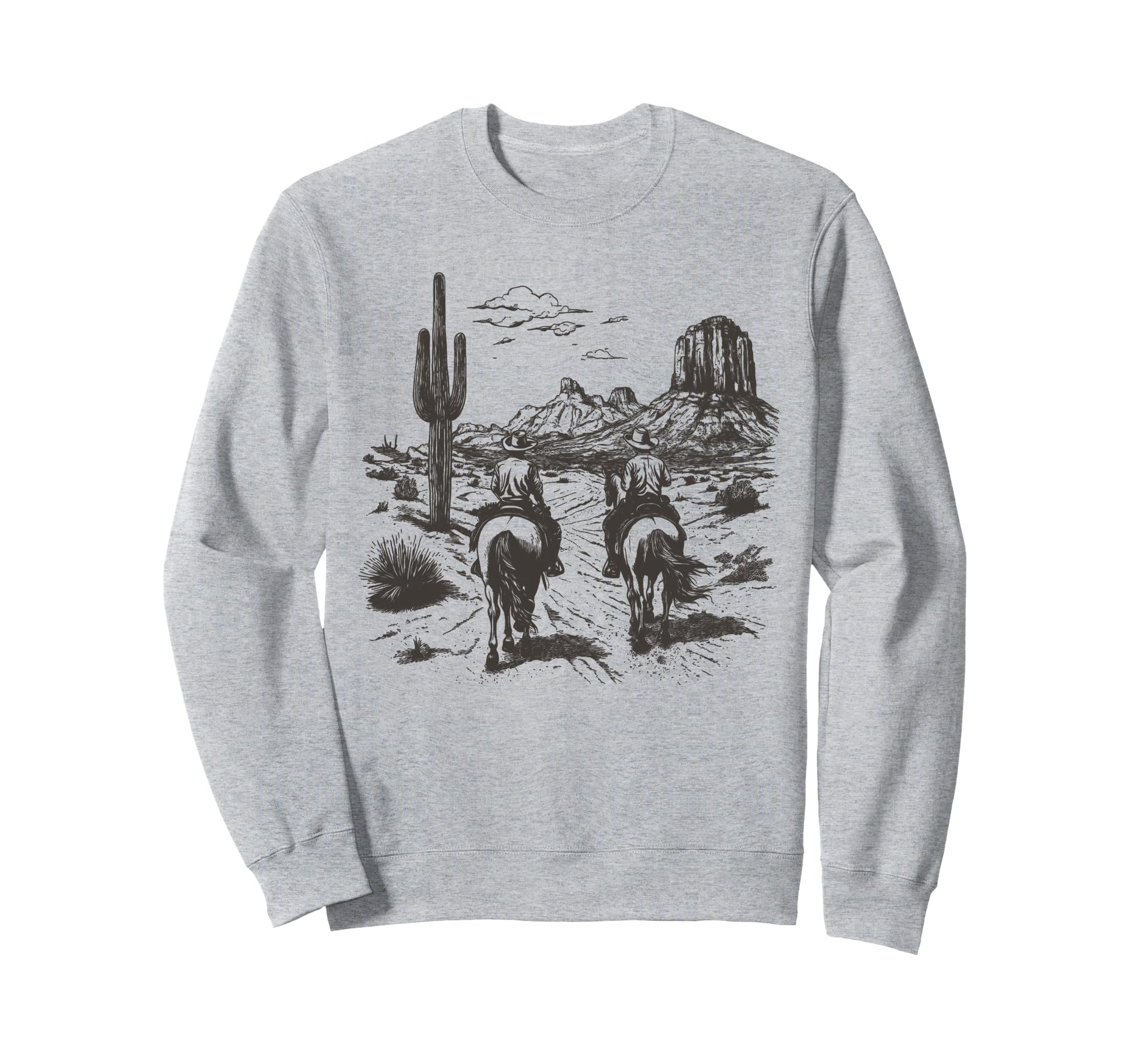 Cowboy Riding Horse Western Desert Sweatshirt - Graphic Print for Adults - T-Shirt, Sweatshirt, Hoodie