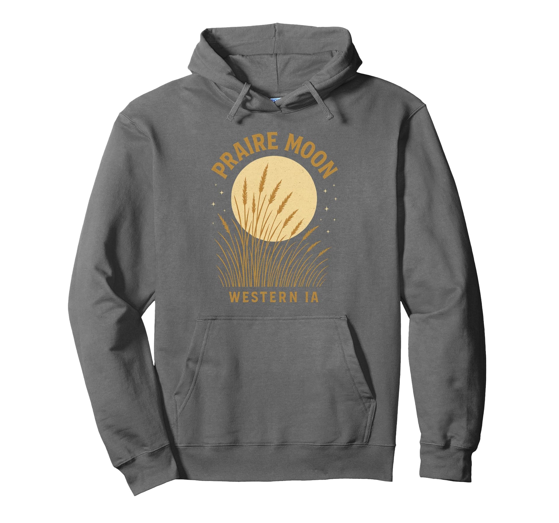 Prairie Moon Western Iowa Grass Moon Scene Hoodie - Minimalist Print Unisex - T-Shirt, Sweatshirt, Hoodie