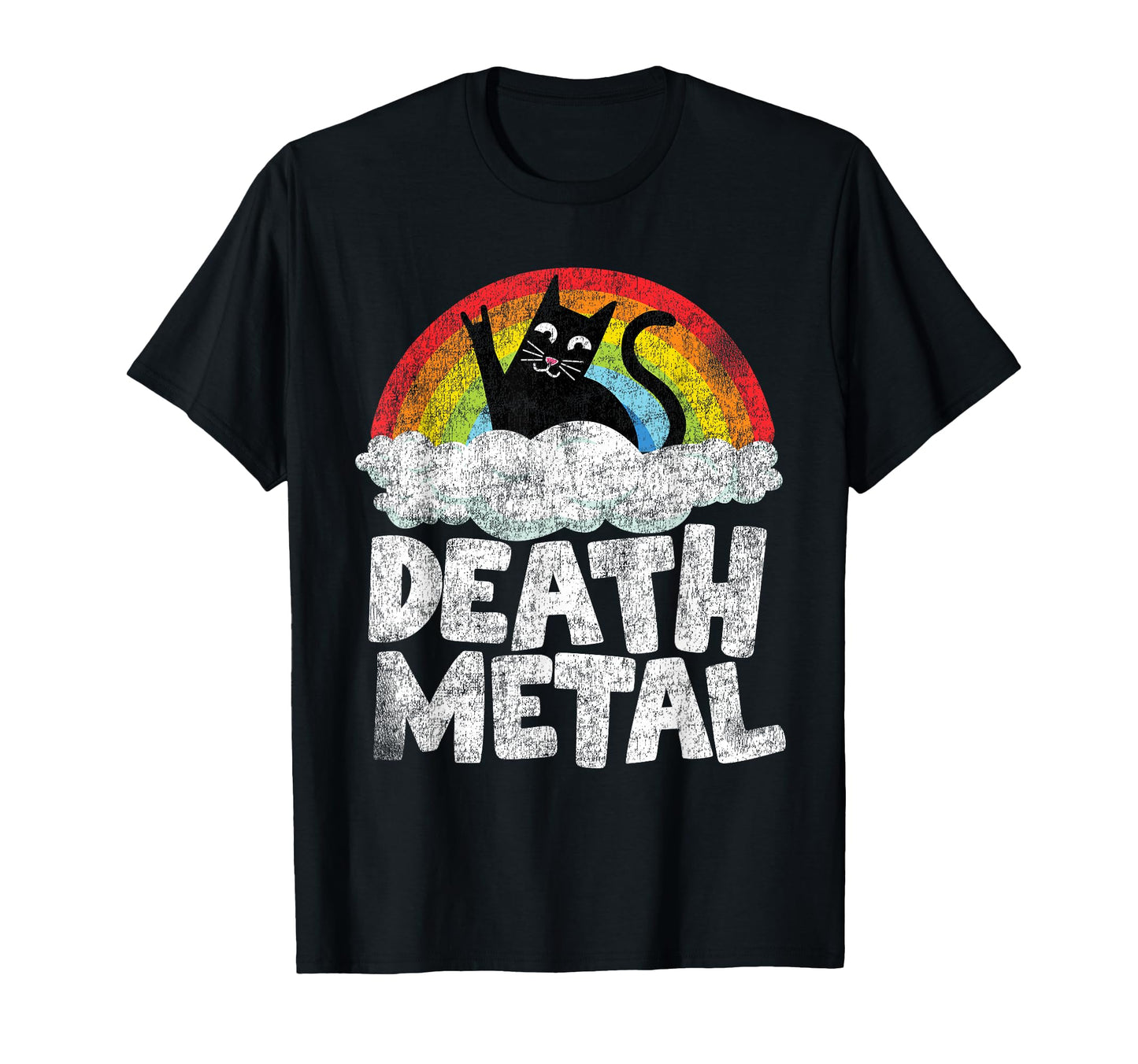 Death Metal Cat Rainbow Metal Fan Heavy T-Shirt - Aesthetic Graphic Unisex - T-Shirt, Sweatshirt, Hoodie