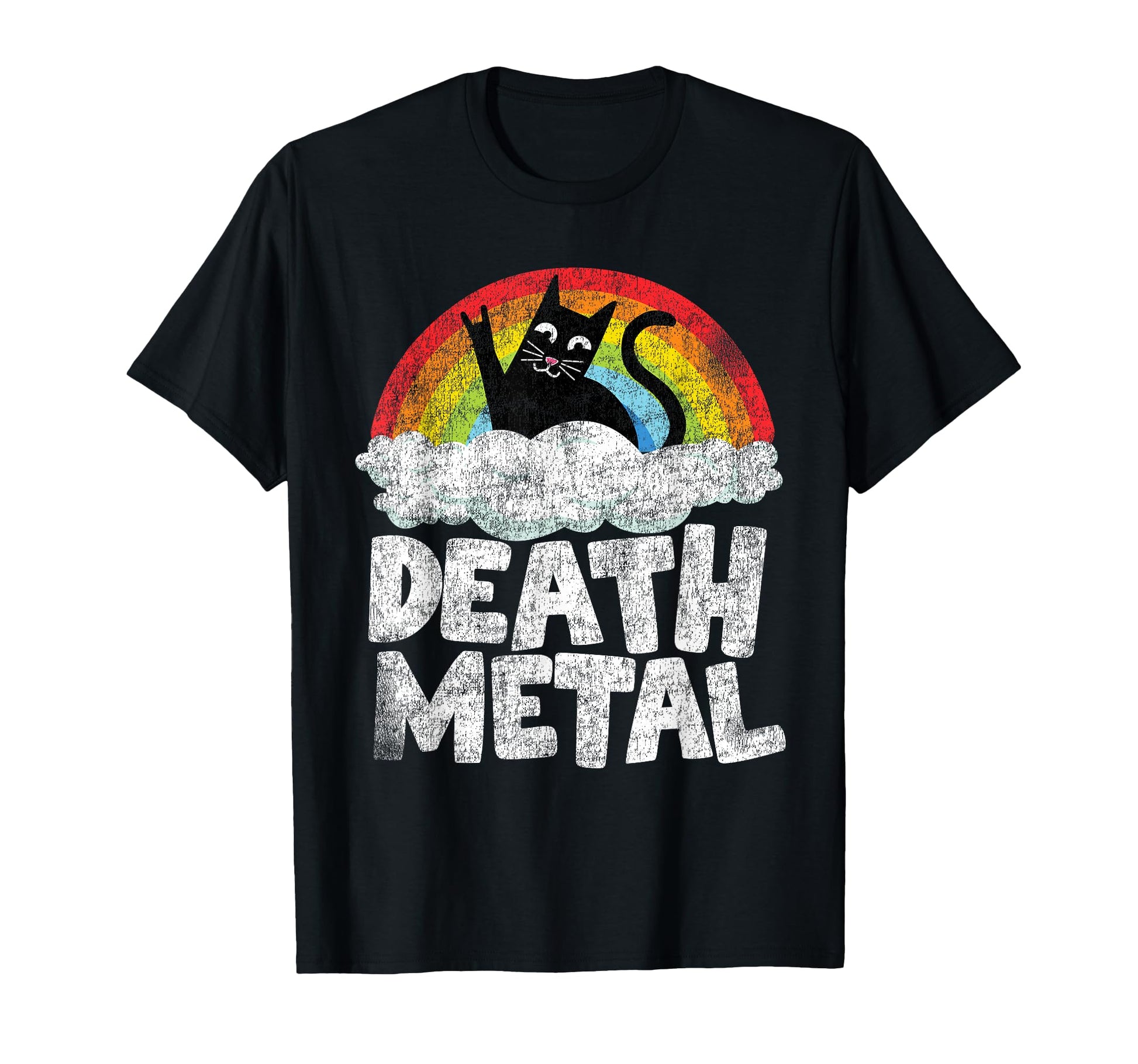 Death Metal Cat Rainbow Metal Fan Heavy T-Shirt - Aesthetic Graphic Unisex - T-Shirt, Sweatshirt, Hoodie