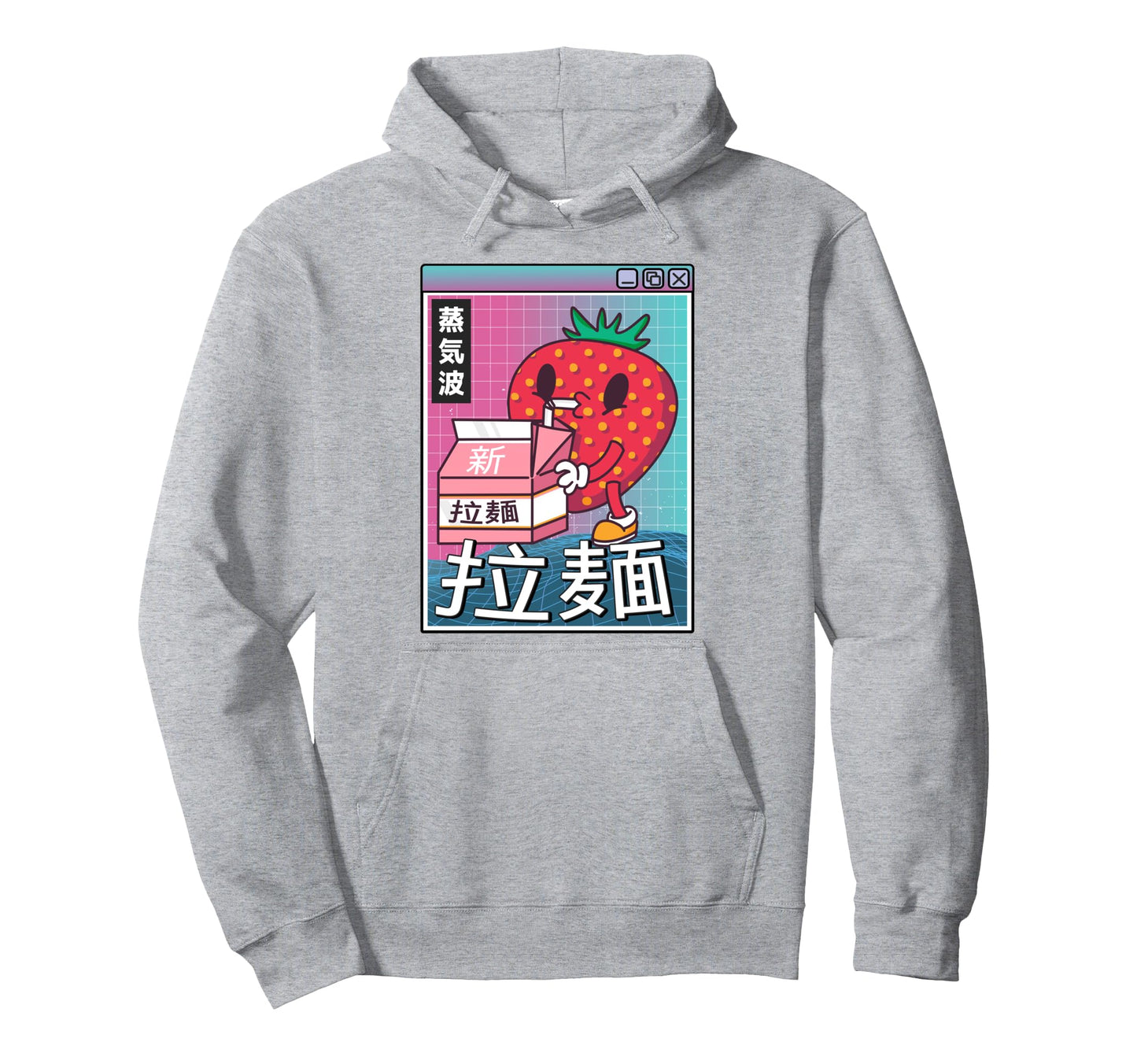 Strawberry Milk Carton Kawaii Grid Hoodie - Minimalist Print Men Women - T-Shirt, Sweatshirt, Hoodie