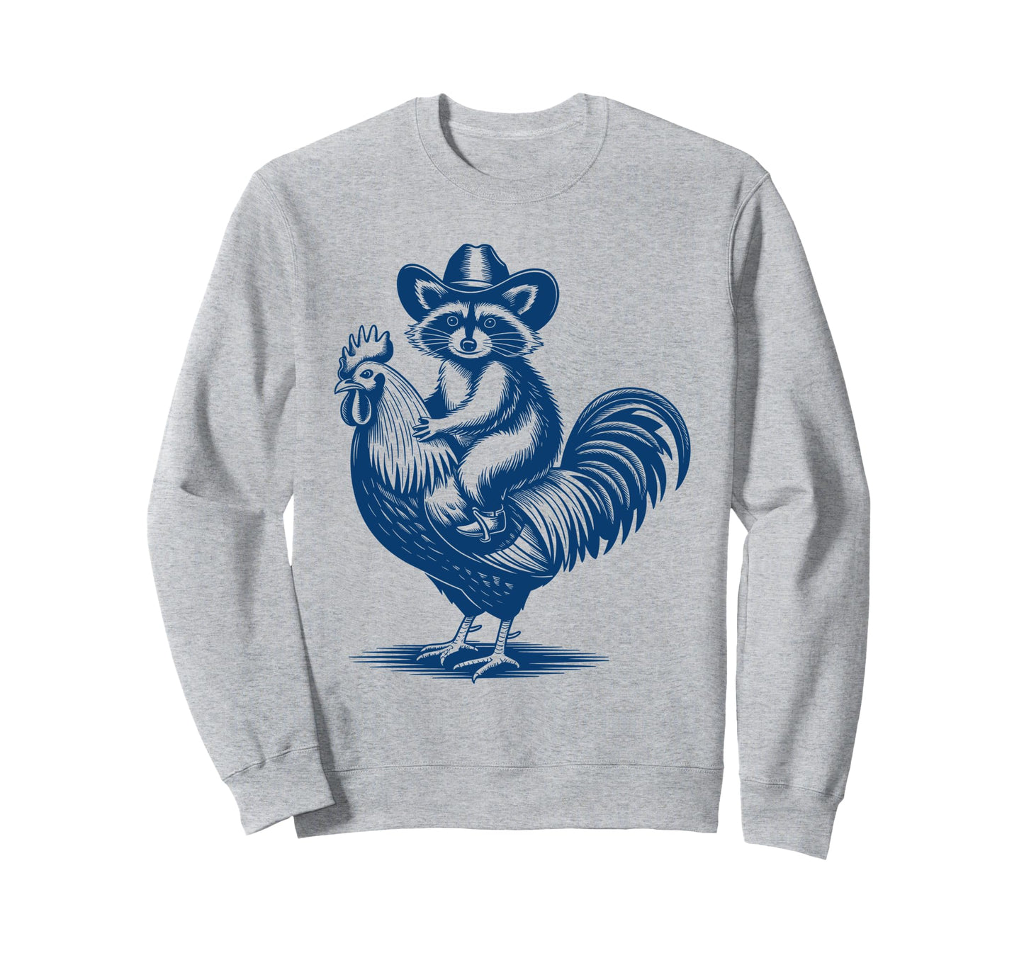 Raccoon Cowboy Cowgirl Rooster Sweatshirt - Trendy Graphic for Adults - T-Shirt, Sweatshirt, Hoodie