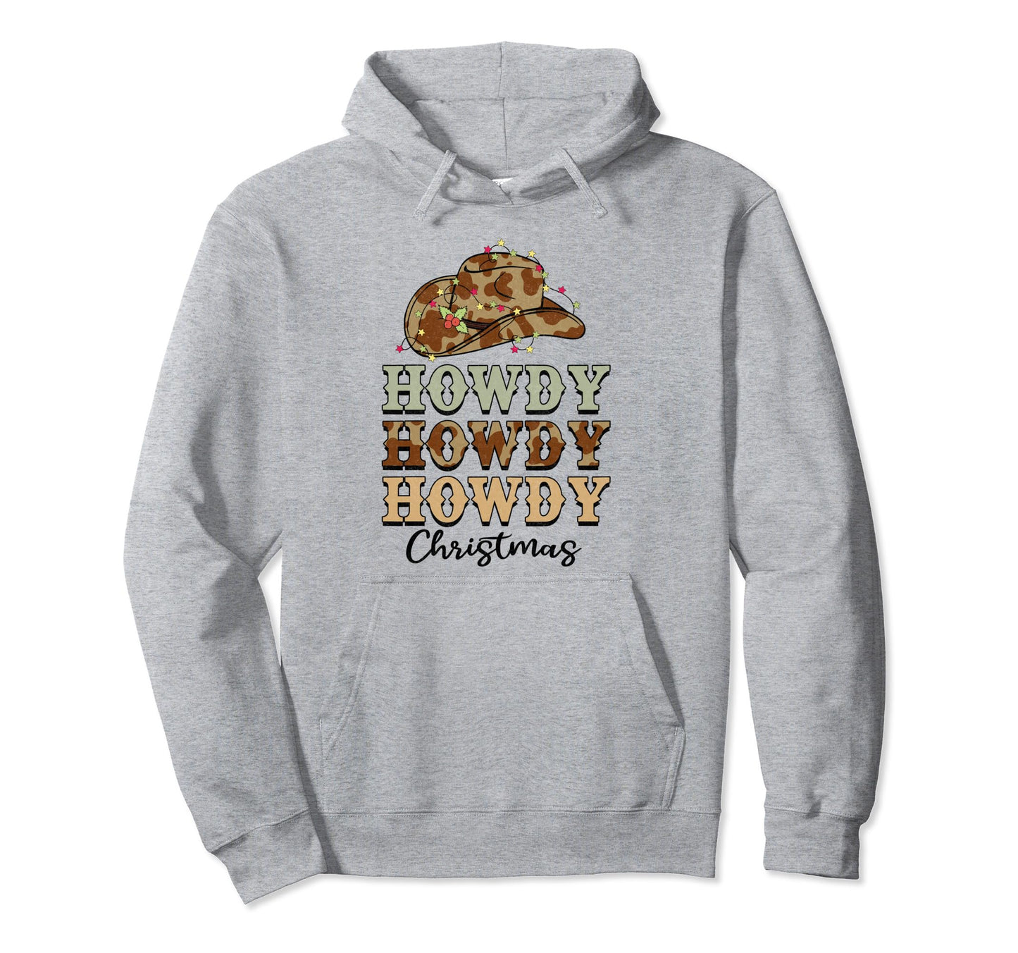 Groovy Howdy Hos Hos Cowboy Santa Hoodie - Minimalist Print for Adults - T-Shirt, Sweatshirt, Hoodie