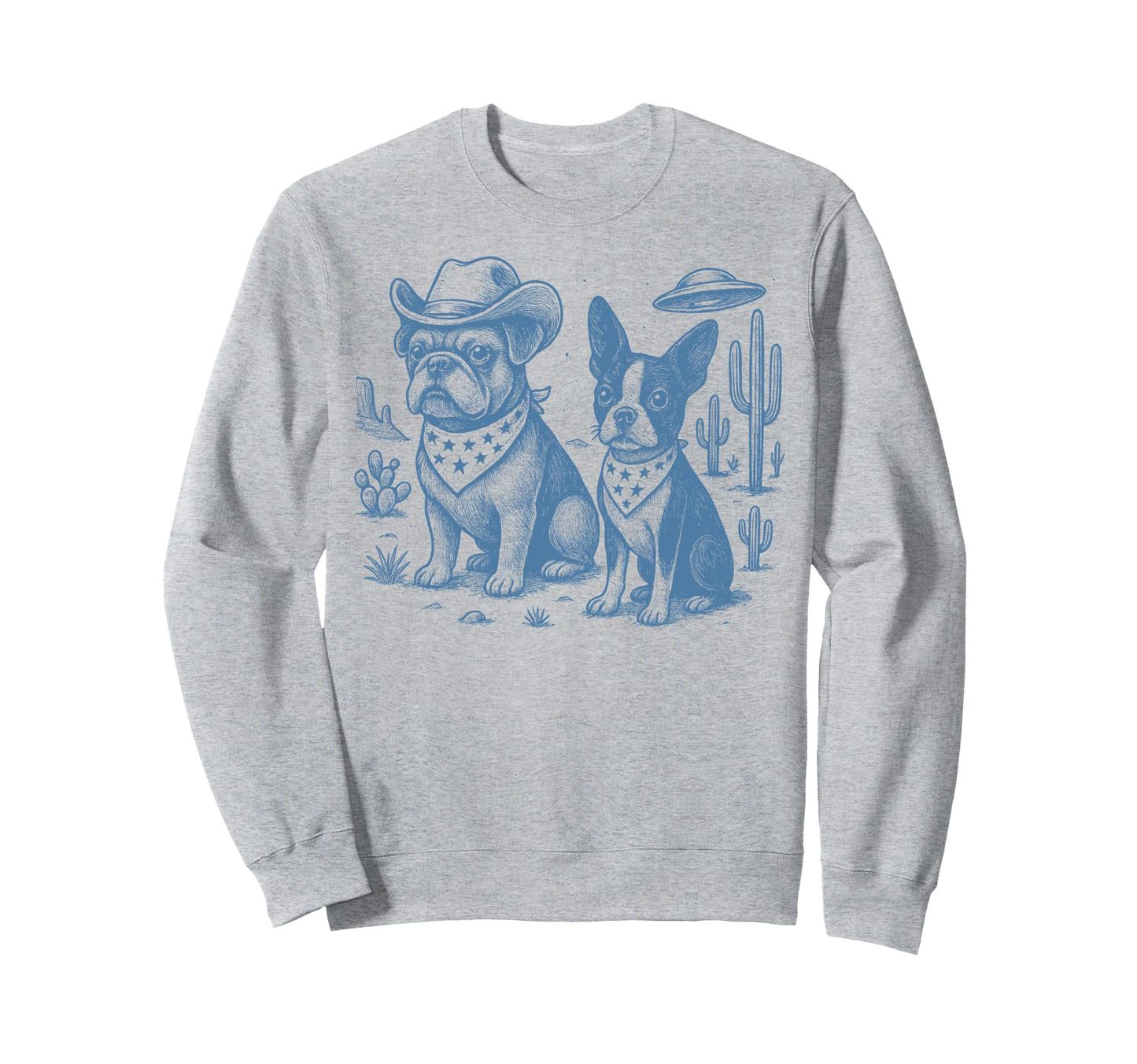 French Bulldog Cowboy Boston Terrier Sweatshirt - Unique Graphic Men Women - T-Shirt, Sweatshirt, Hoodie