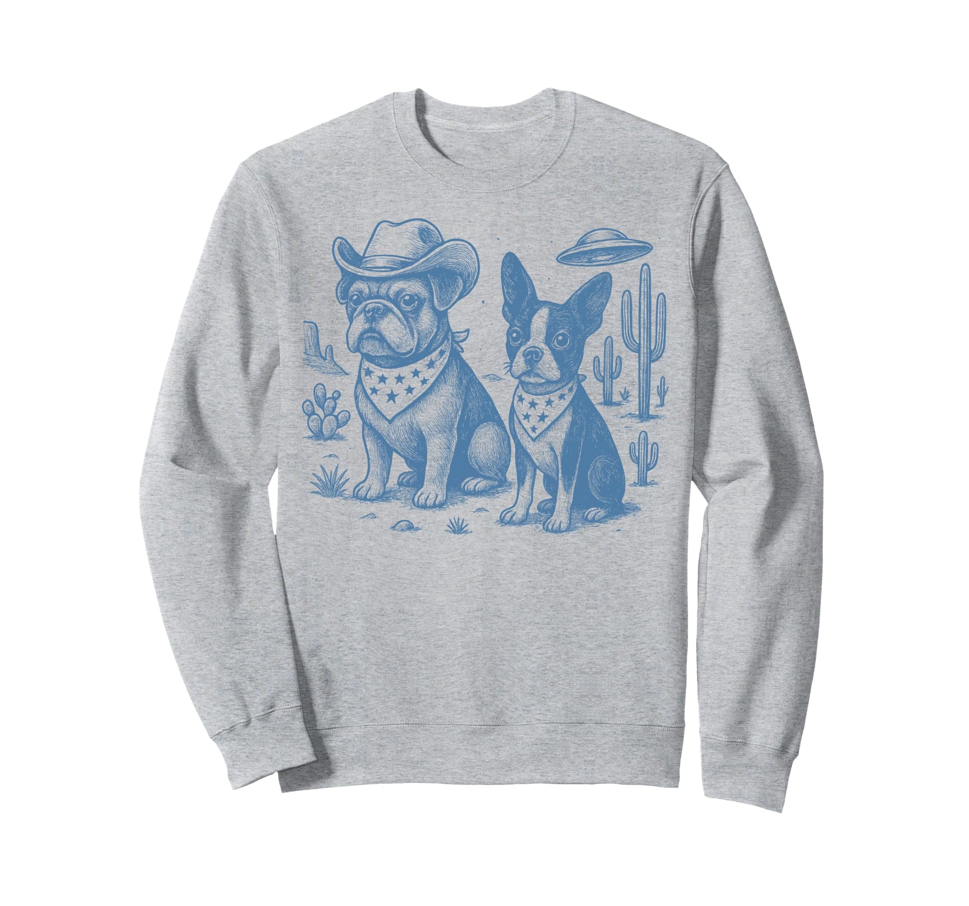 French Bulldog Cowboy Boston Terrier Sweatshirt - Unique Graphic Men Women - T-Shirt, Sweatshirt, Hoodie