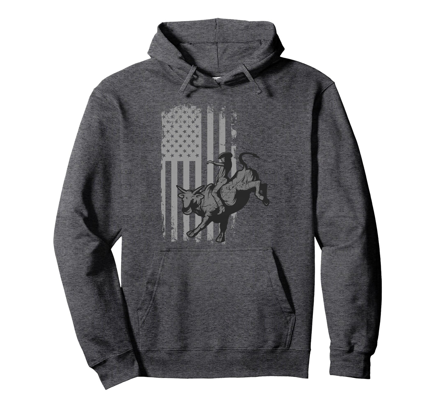American Flag Bucking Bull Riding Hoodie - Casual Everyday Wear for Adults - T-Shirt, Sweatshirt, Hoodie