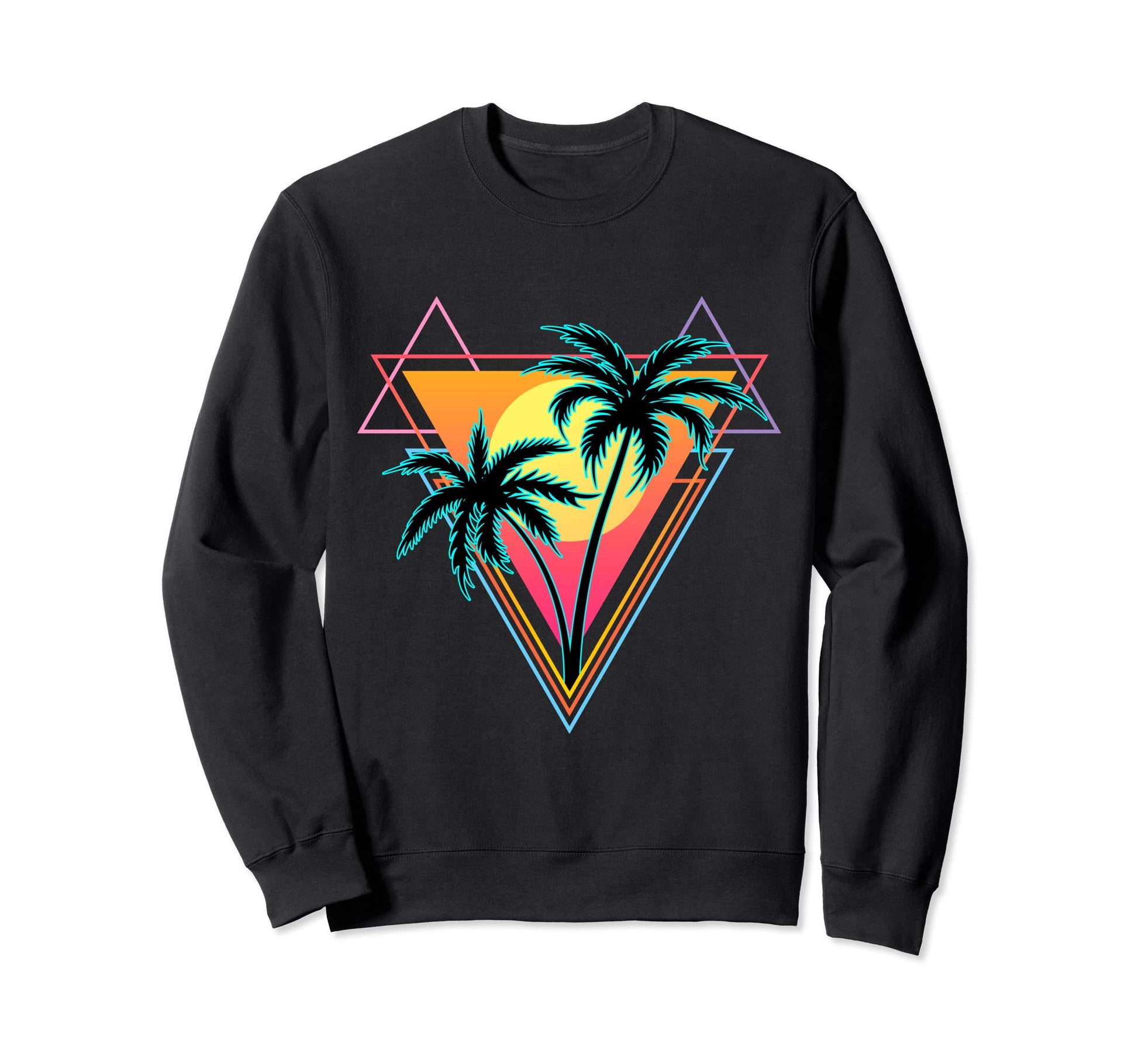 1980S 1990S Vaporwave Palm Trees Sweatshirt - Fun Novelty Design Unisex - T-Shirt, Sweatshirt, Hoodie