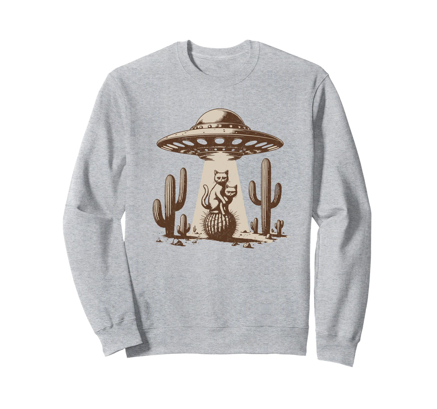 Desert Cats 90S Western Ufo Cowboy Cat Sweatshirt - Novelty Apparel Unisex - T-Shirt, Sweatshirt, Hoodie