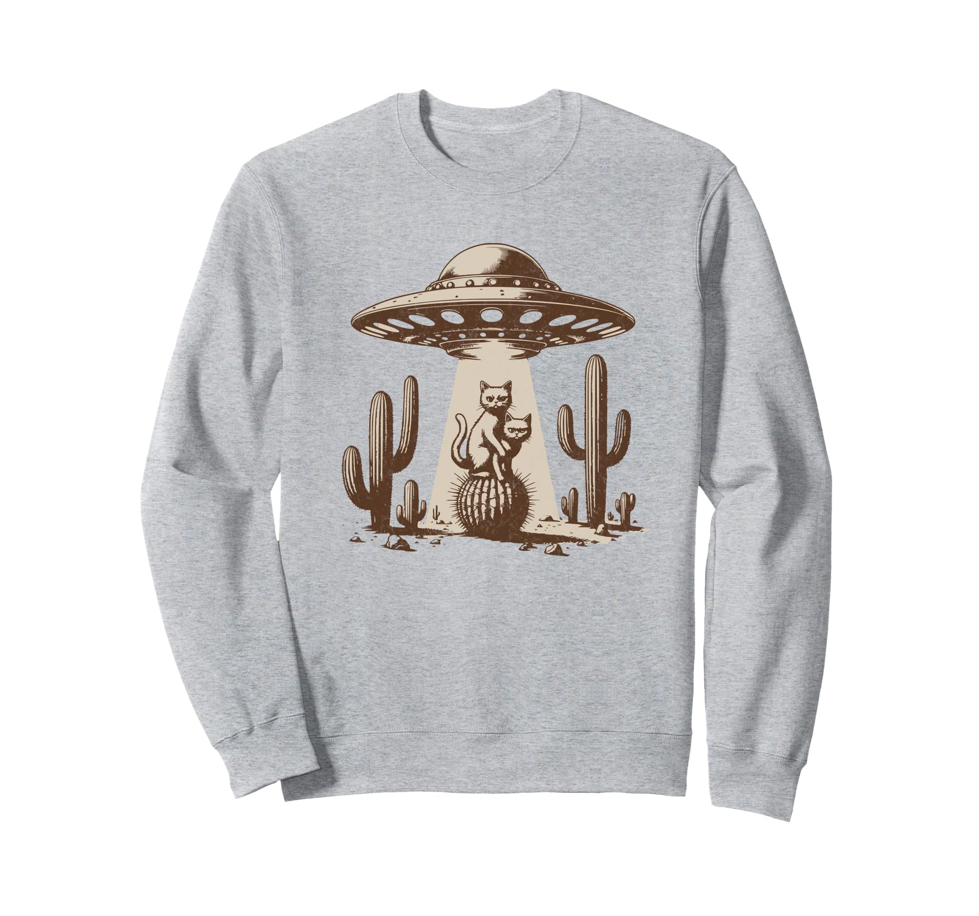 Desert Cats 90S Western Ufo Cowboy Cat Sweatshirt - Novelty Apparel Unisex - T-Shirt, Sweatshirt, Hoodie