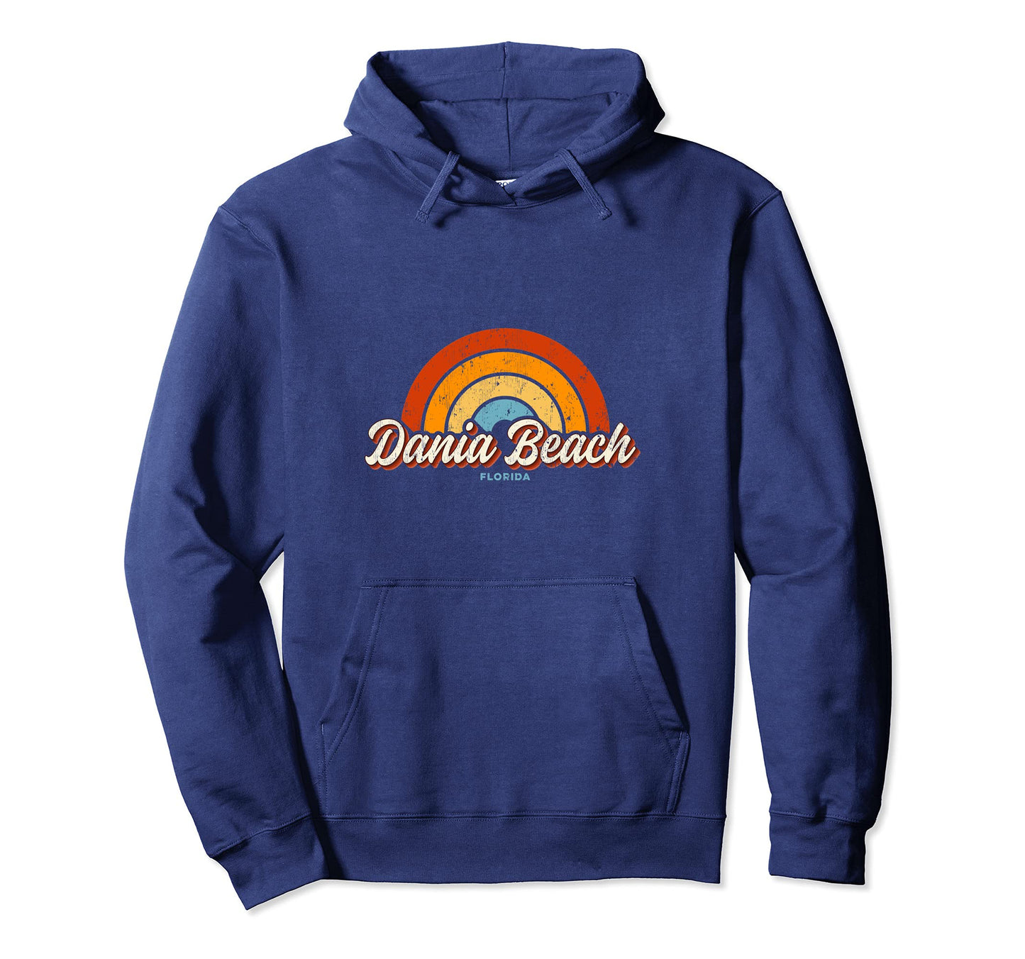 Dania Beach Florida Fl Rainbow 70S Hoodie - Streetwear Style for Adults - T-Shirt, Sweatshirt, Hoodie
