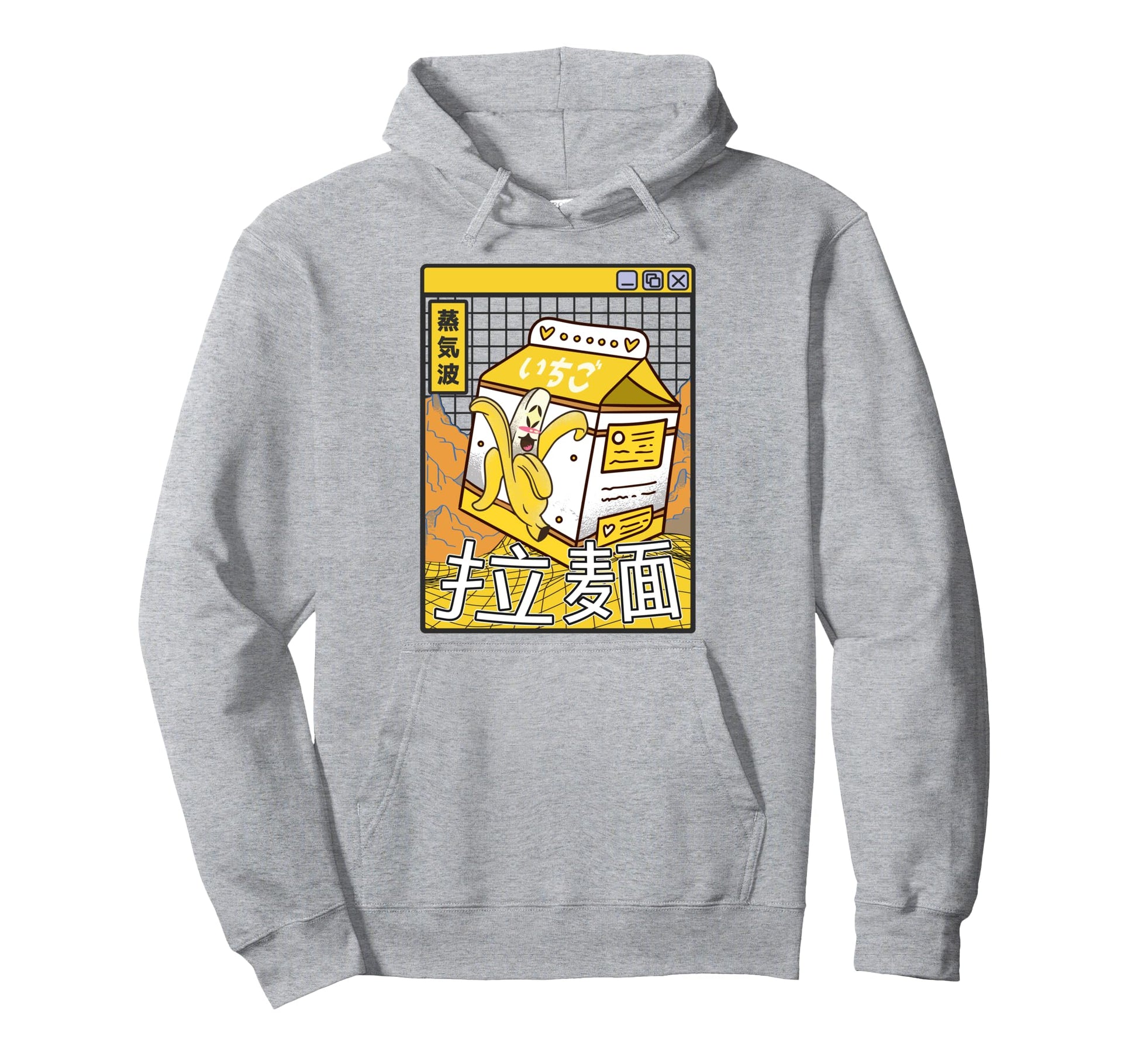 Banana Milk Carton Kawaii Grid Hoodie - Custom Art Print Men Women - T-Shirt, Sweatshirt, Hoodie