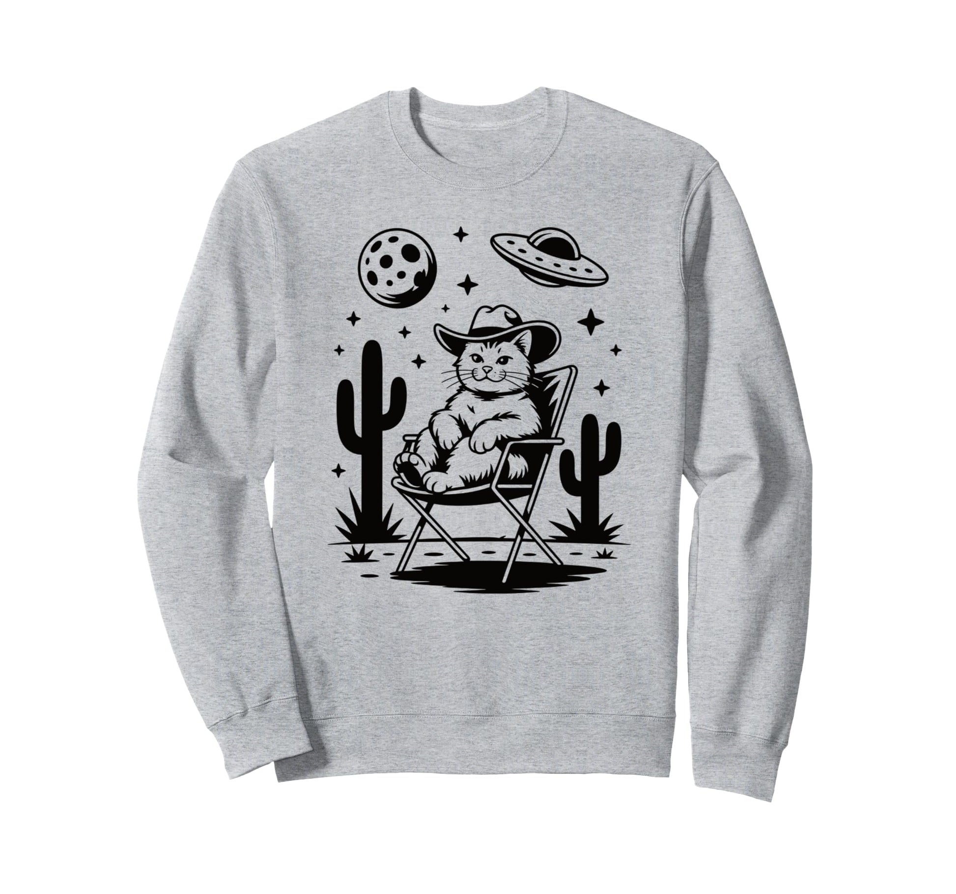 Howdy Cat Lovers Ufo Desert Western Sweatshirt - Trendy Graphic Men Women - T-Shirt, Sweatshirt, Hoodie