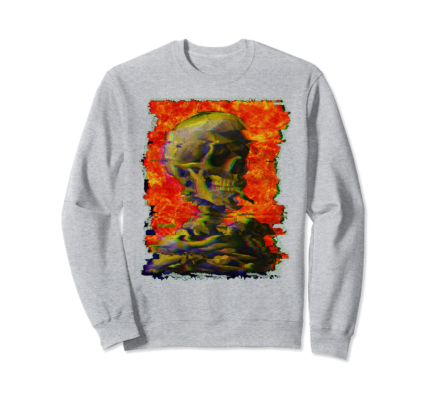 Van Gogh Skull Skeleton Lofi Glitch Sweatshirt - Trendy Graphic Unisex - T-Shirt, Sweatshirt, Hoodie