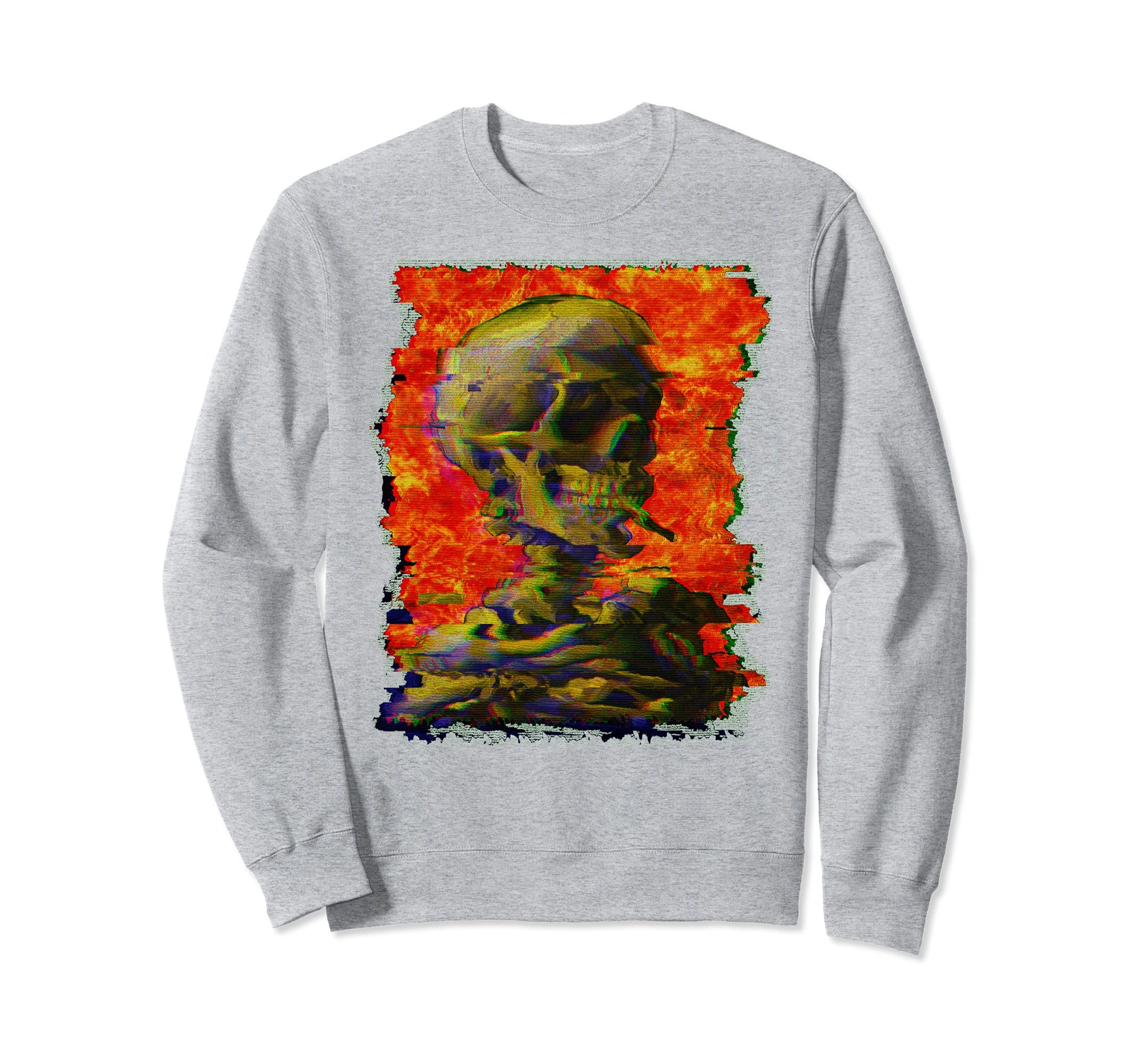 Van Gogh Skull Skeleton Lofi Glitch Sweatshirt - Trendy Graphic Unisex - T-Shirt, Sweatshirt, Hoodie