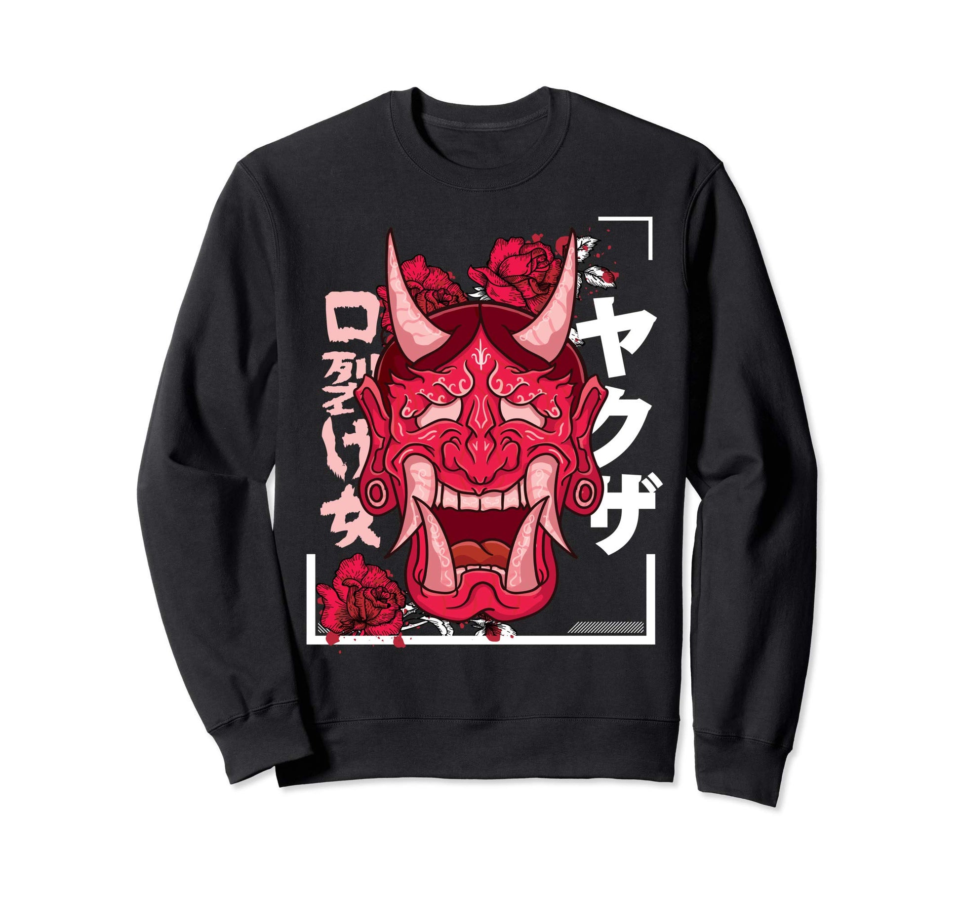 Japanese Demon Mask Vaporwave Sweatshirt - Graphic Print for Adults - T-Shirt, Sweatshirt, Hoodie