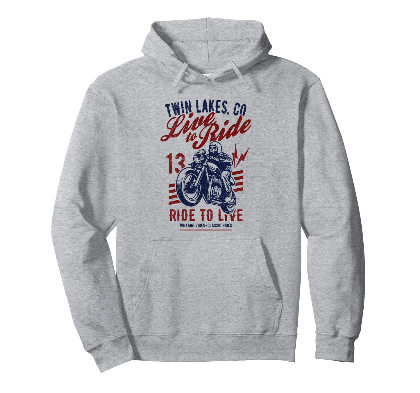 Twin Lakes Colorado Motorcycle Skull Hoodie - Custom Art Print Men Women - T-Shirt, Sweatshirt, Hoodie