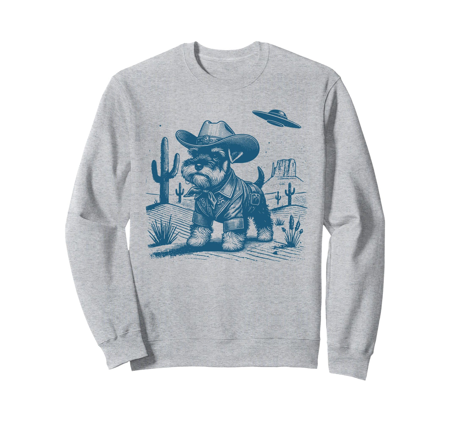 Schnauzer Ufo Western Funny Cowboy Sweatshirt - Trendy Graphic Men Women - T-Shirt, Sweatshirt, Hoodie