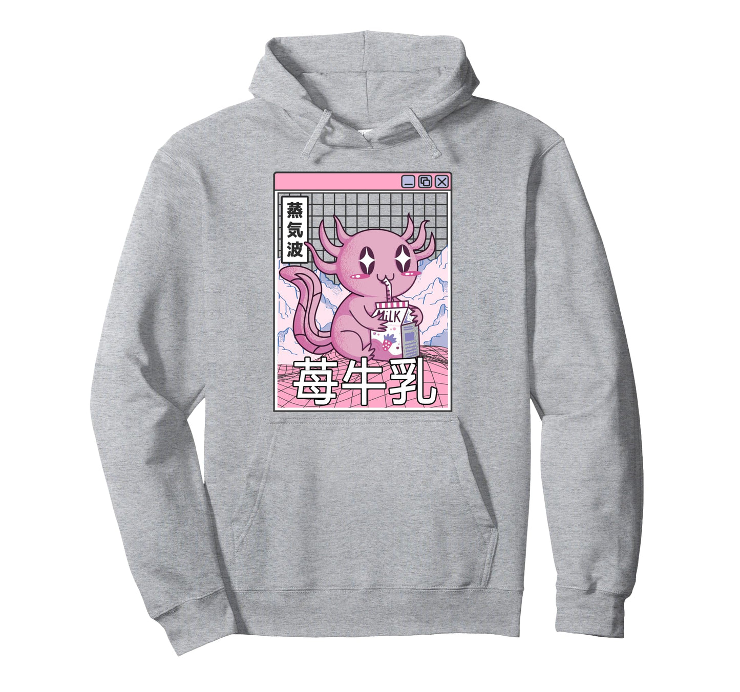 Axolotl Strawberry Milk Kawaii Hoodie - Novelty Apparel Men Women - T-Shirt, Sweatshirt, Hoodie