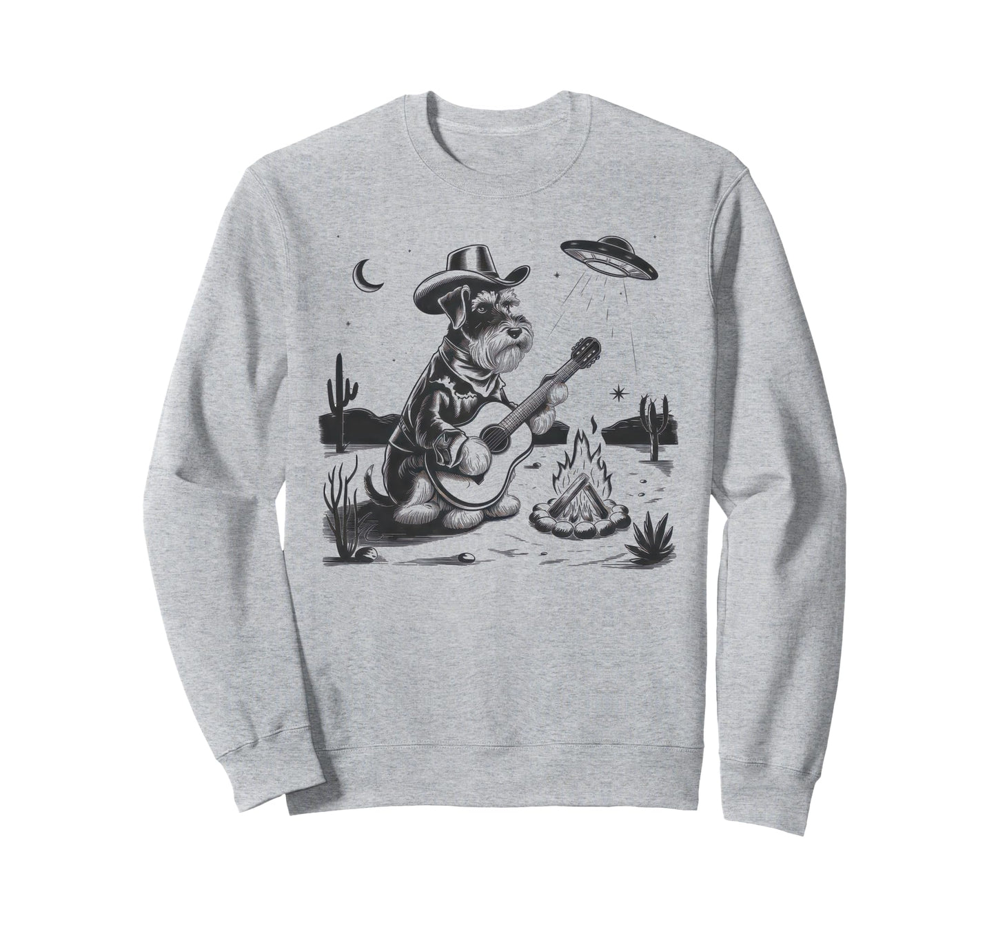 Schnauzer Schnauzer Ufo Western Sweatshirt - Streetwear Style Unisex - T-Shirt, Sweatshirt, Hoodie