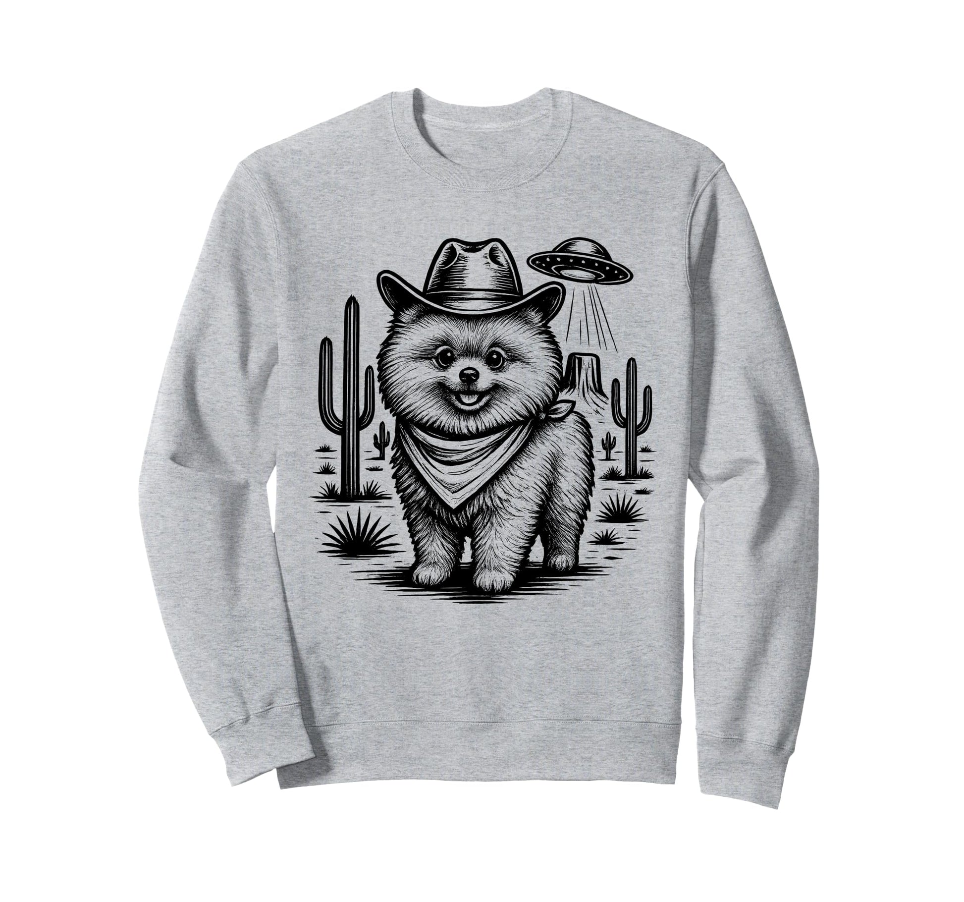 Cowboy Pomeranian Dog Ufo Western Sweatshirt - Fun Novelty Design Unisex - T-Shirt, Sweatshirt, Hoodie