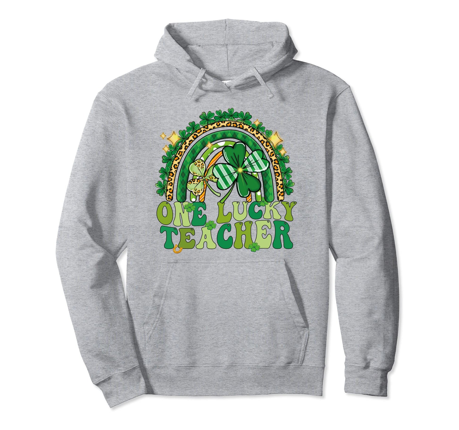 One Lucky Teacher Rainbow Groovy St Hoodie - Graphic Print for Adults - T-Shirt, Sweatshirt, Hoodie