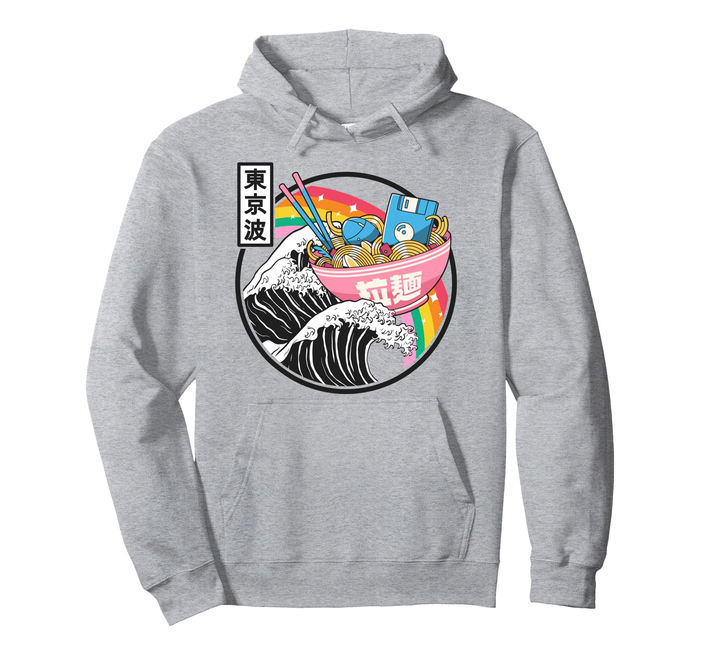 Digital Ramen Bowl Kanagawa Wave Japan Hoodie - Unique Graphic Unisex - T-Shirt, Sweatshirt, Hoodie