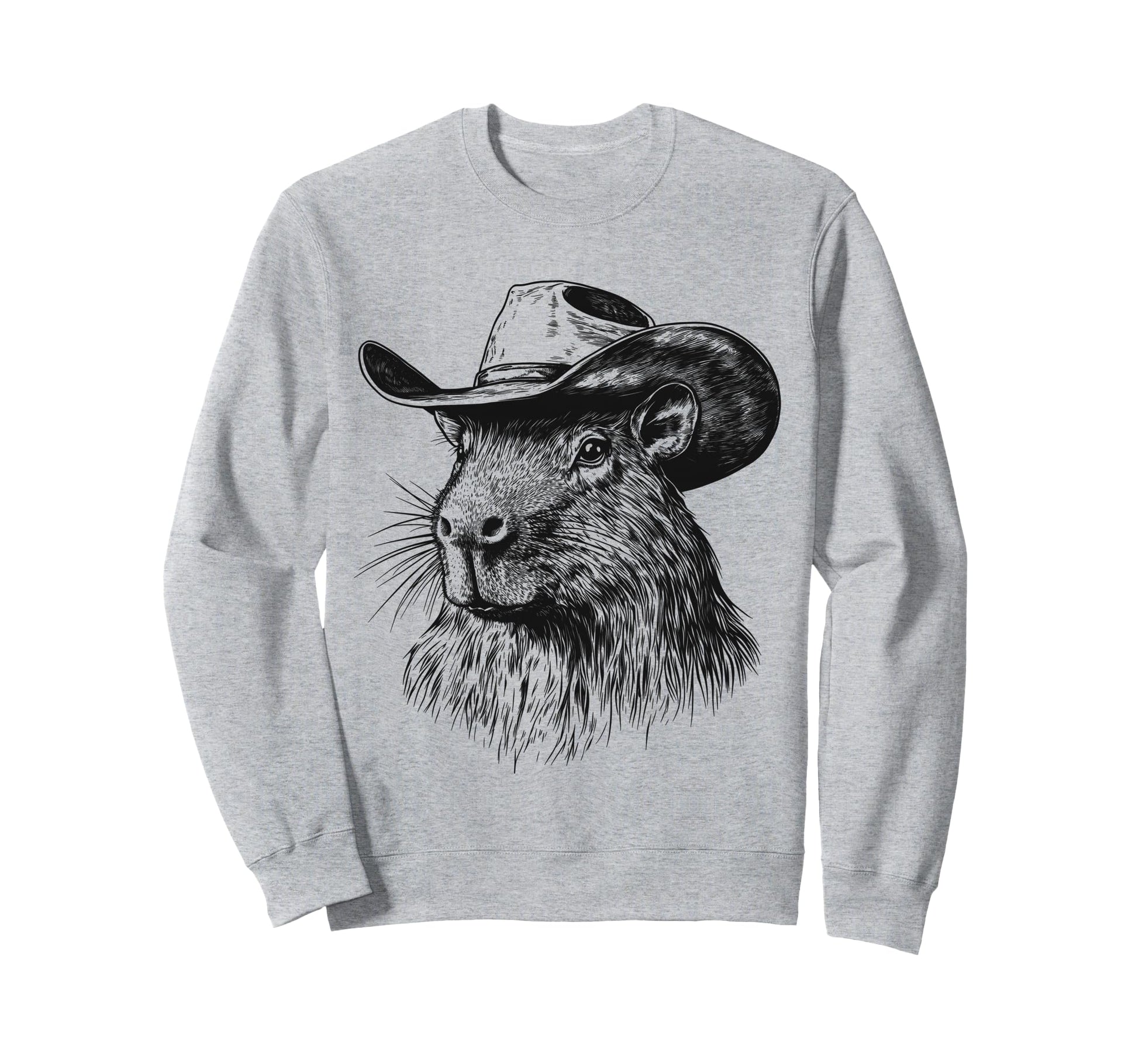 Capybara Cowboy Hat Funny Western Sweatshirt - Trendy Graphic Unisex - T-Shirt, Sweatshirt, Hoodie