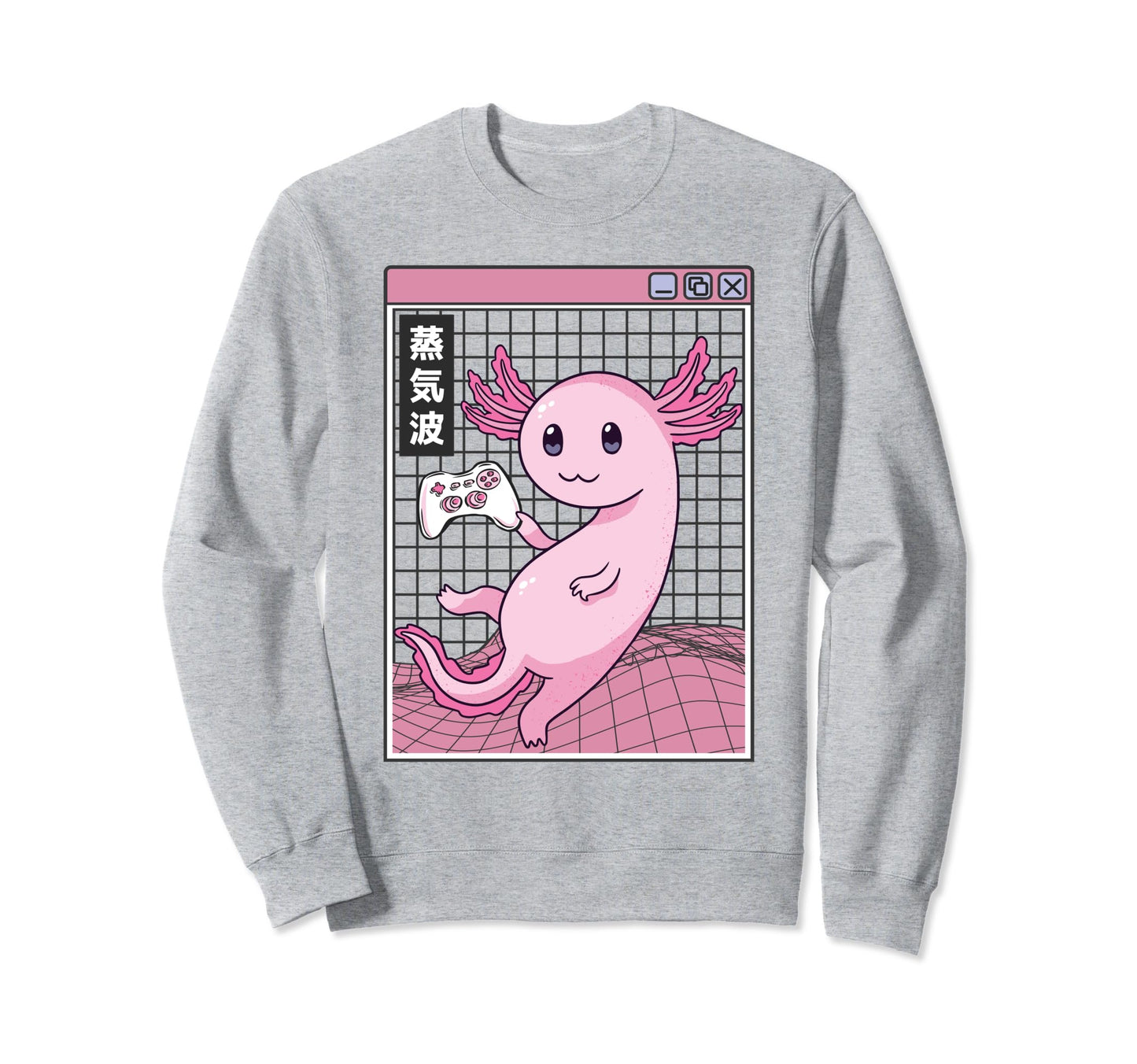 Axolotl Gaming Kawaii Grid Sweatshirt - Custom Art Print Men Women - T-Shirt, Sweatshirt, Hoodie
