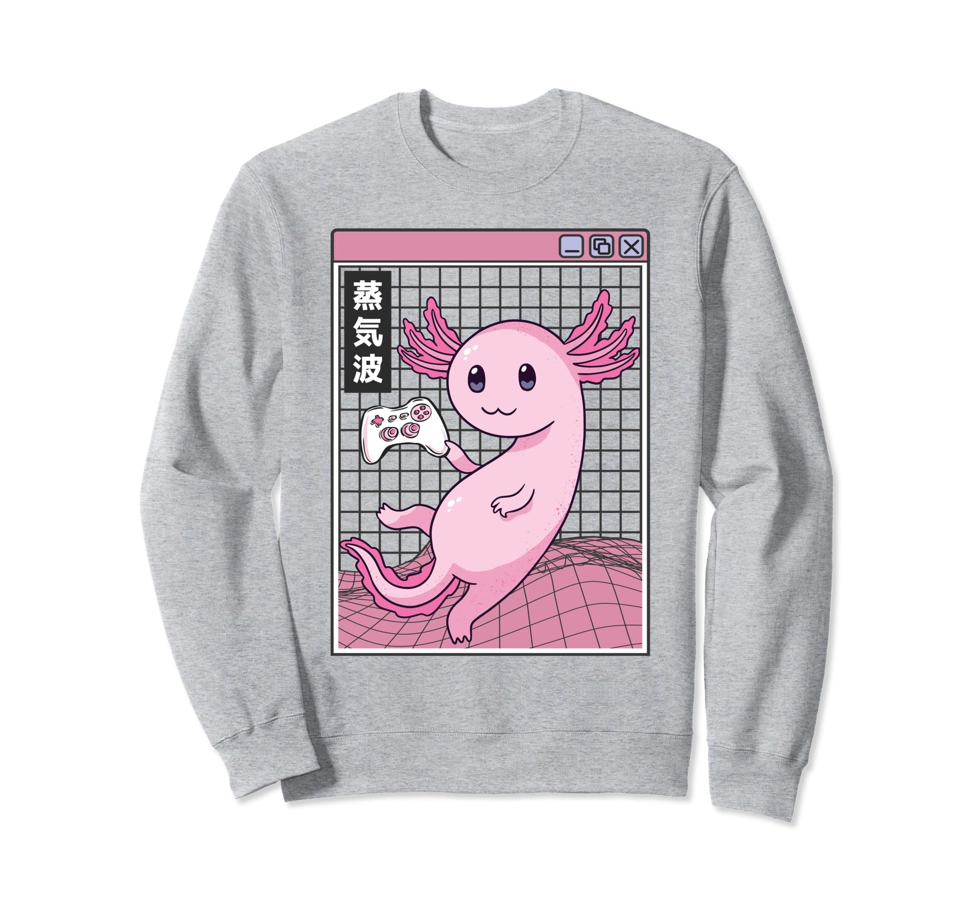 Axolotl Gaming Kawaii Grid Sweatshirt - Custom Art Print Men Women - T-Shirt, Sweatshirt, Hoodie