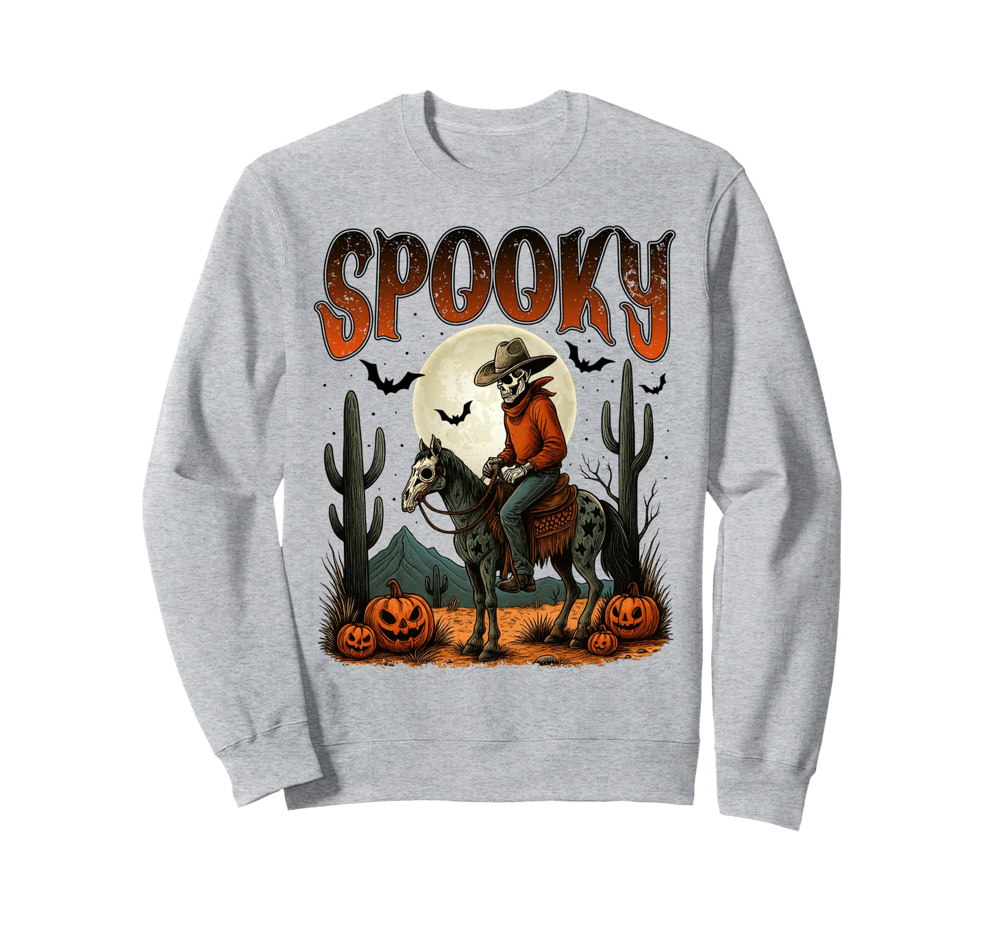 Spooky Cowboy Skeleton Horse Funny Sweatshirt - Graphic Print Men Women - T-Shirt, Sweatshirt, Hoodie