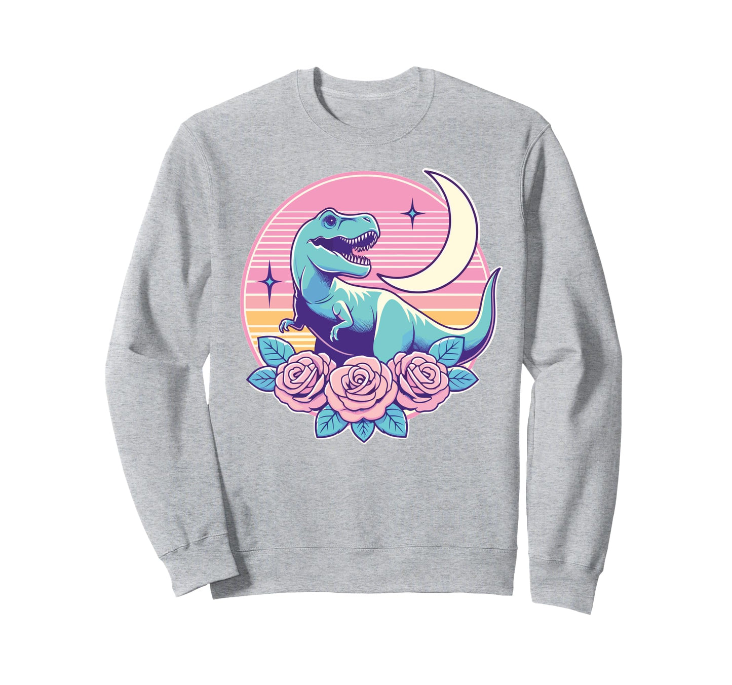 Pastel Dinosaur T Rex Moon And Sweatshirt - Streetwear Style for Adults - T-Shirt, Sweatshirt, Hoodie