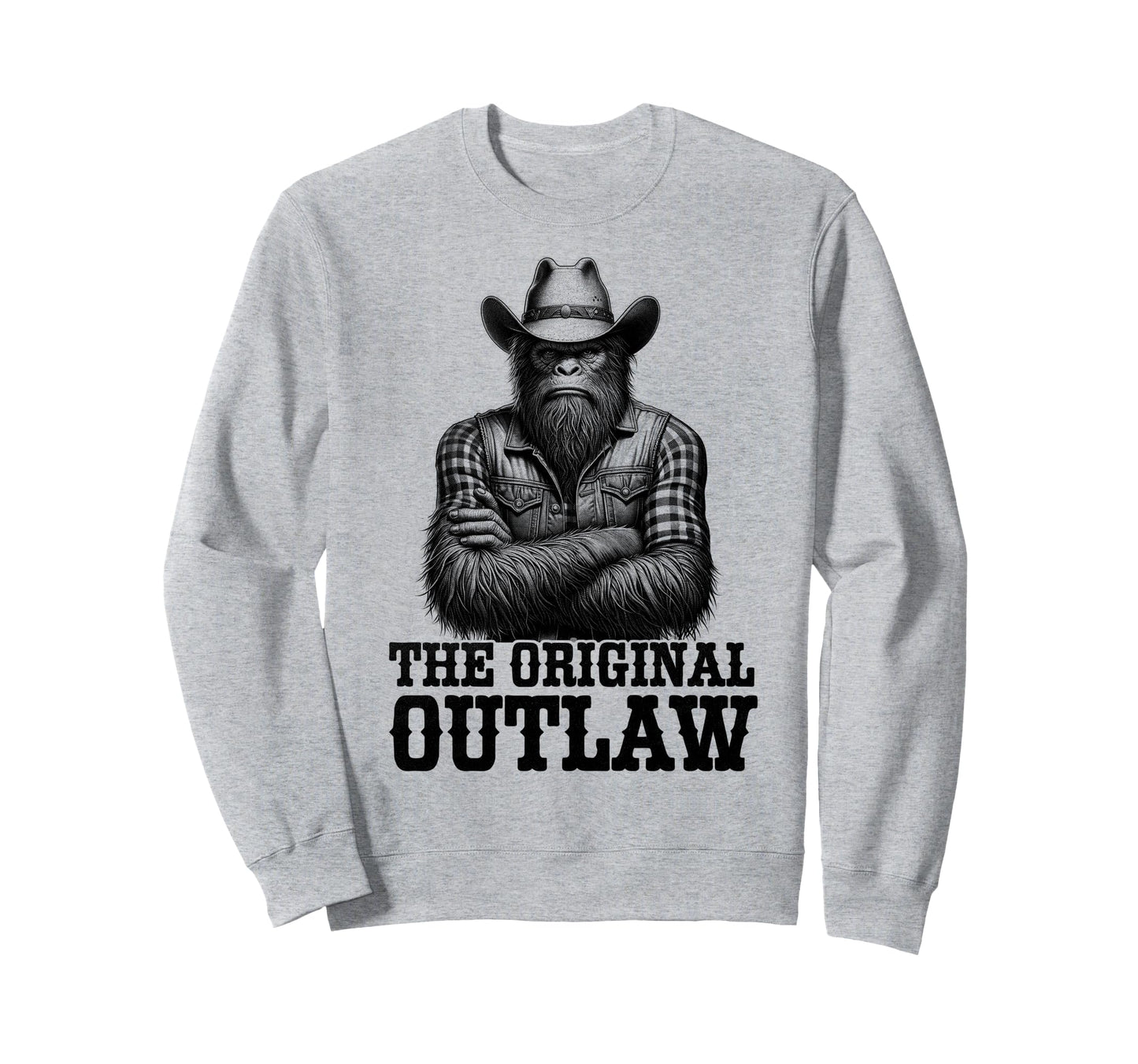 Bigfoot Sasquatch Funny Cowboy Sweatshirt - Minimalist Print Men Women - T-Shirt, Sweatshirt, Hoodie