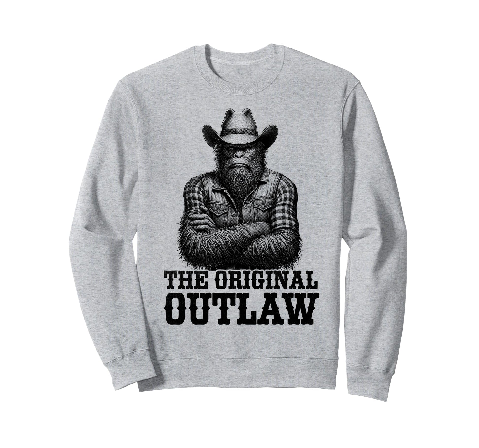 Bigfoot Sasquatch Funny Cowboy Sweatshirt - Minimalist Print Men Women - T-Shirt, Sweatshirt, Hoodie