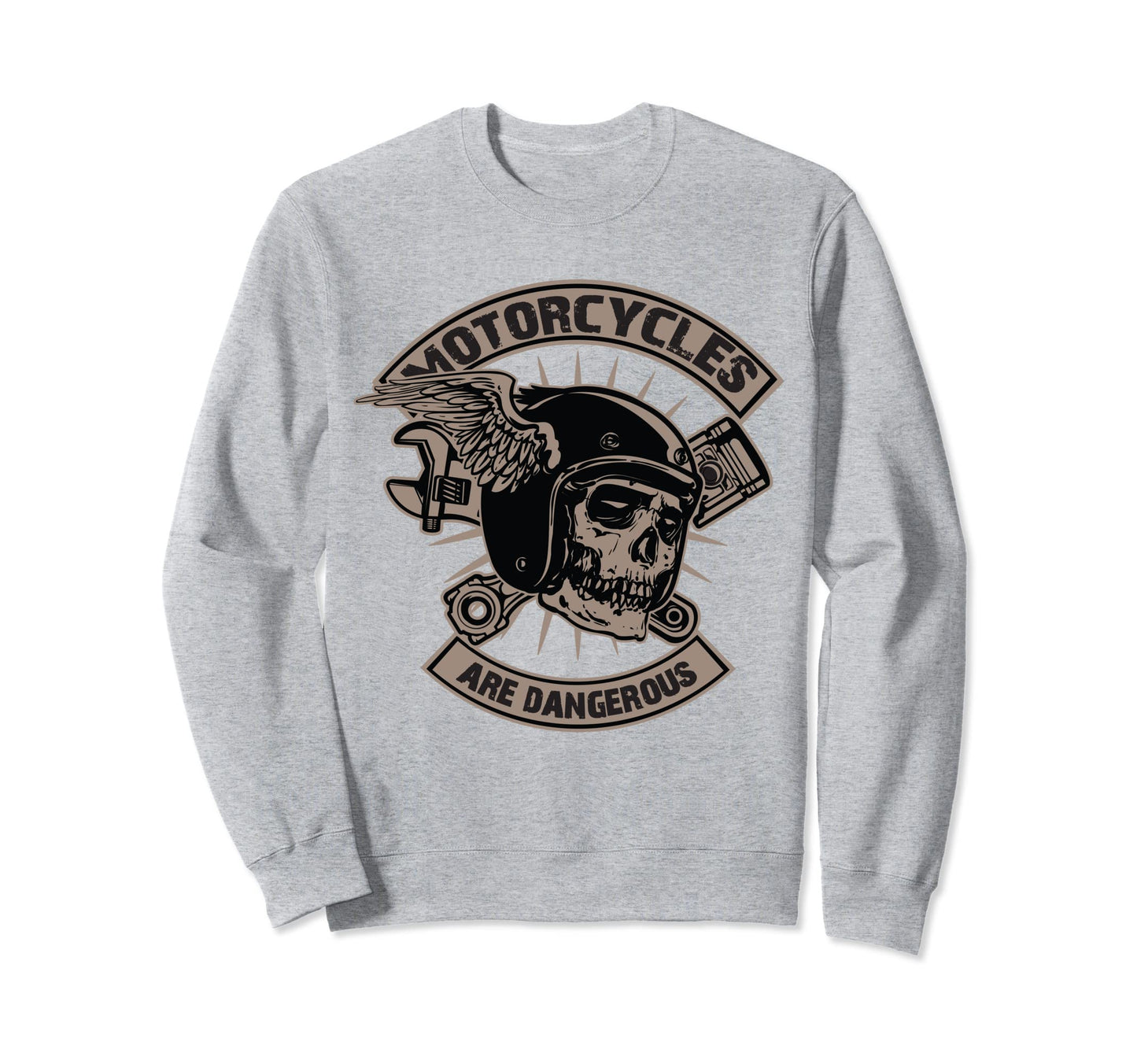 Skull Skeleton Motorbike Sweatshirt - Minimalist Print Men Women - T-Shirt, Sweatshirt, Hoodie