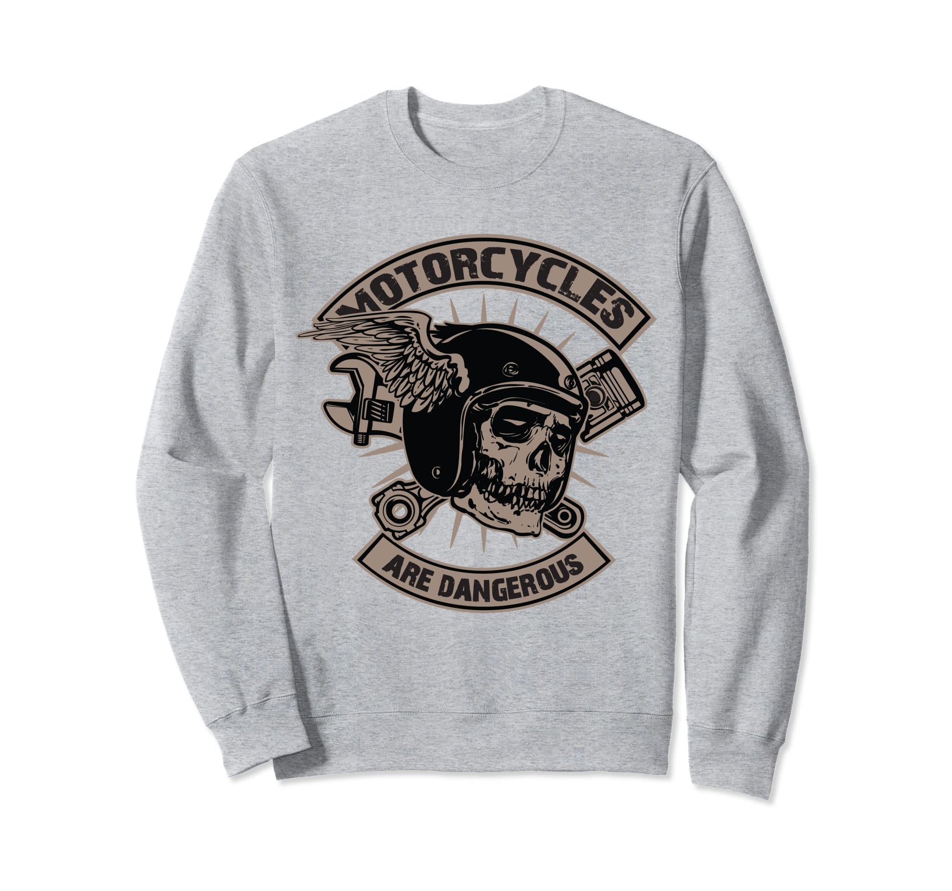 Skull Skeleton Motorbike Sweatshirt - Minimalist Print Men Women - T-Shirt, Sweatshirt, Hoodie