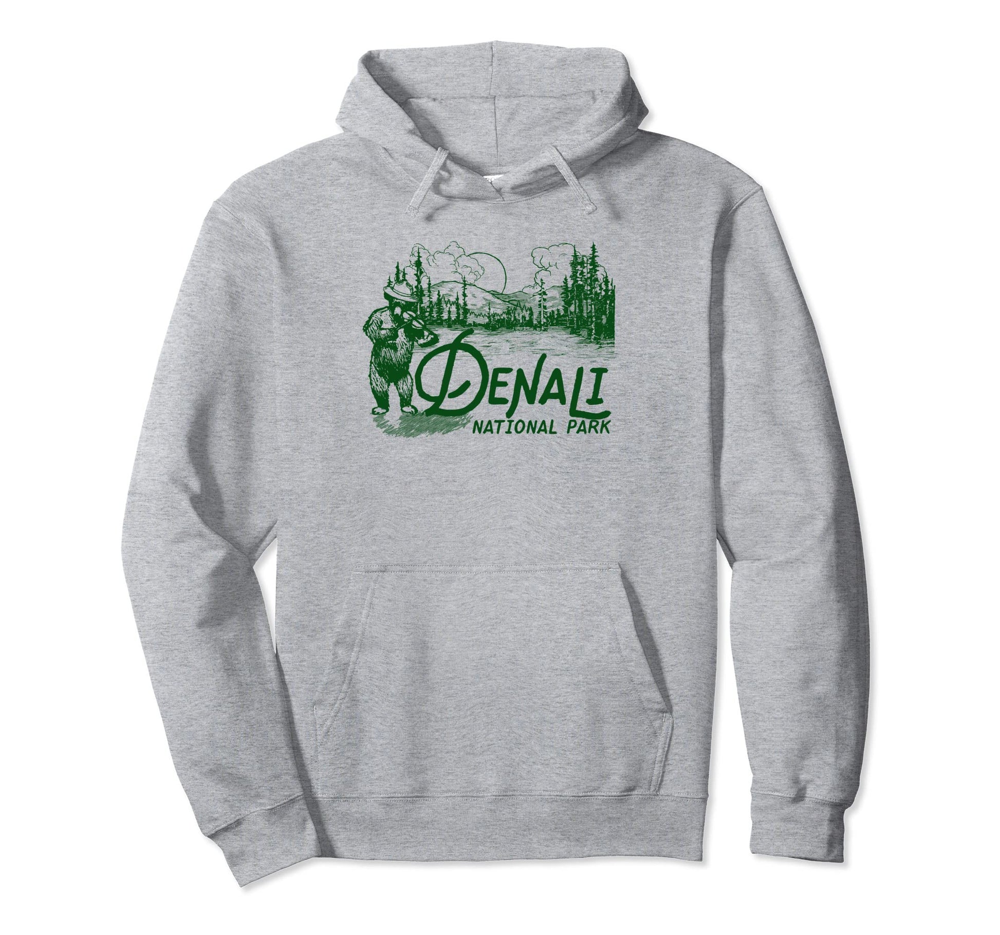 Denali National Park Alaska Fiddle Bear Hoodie - Unique Graphic Unisex - T-Shirt, Sweatshirt, Hoodie