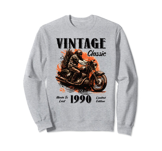 1990 Birthday Motorcycle Sweatshirt - Minimalist Print Unisex - T-Shirt, Sweatshirt, Hoodie