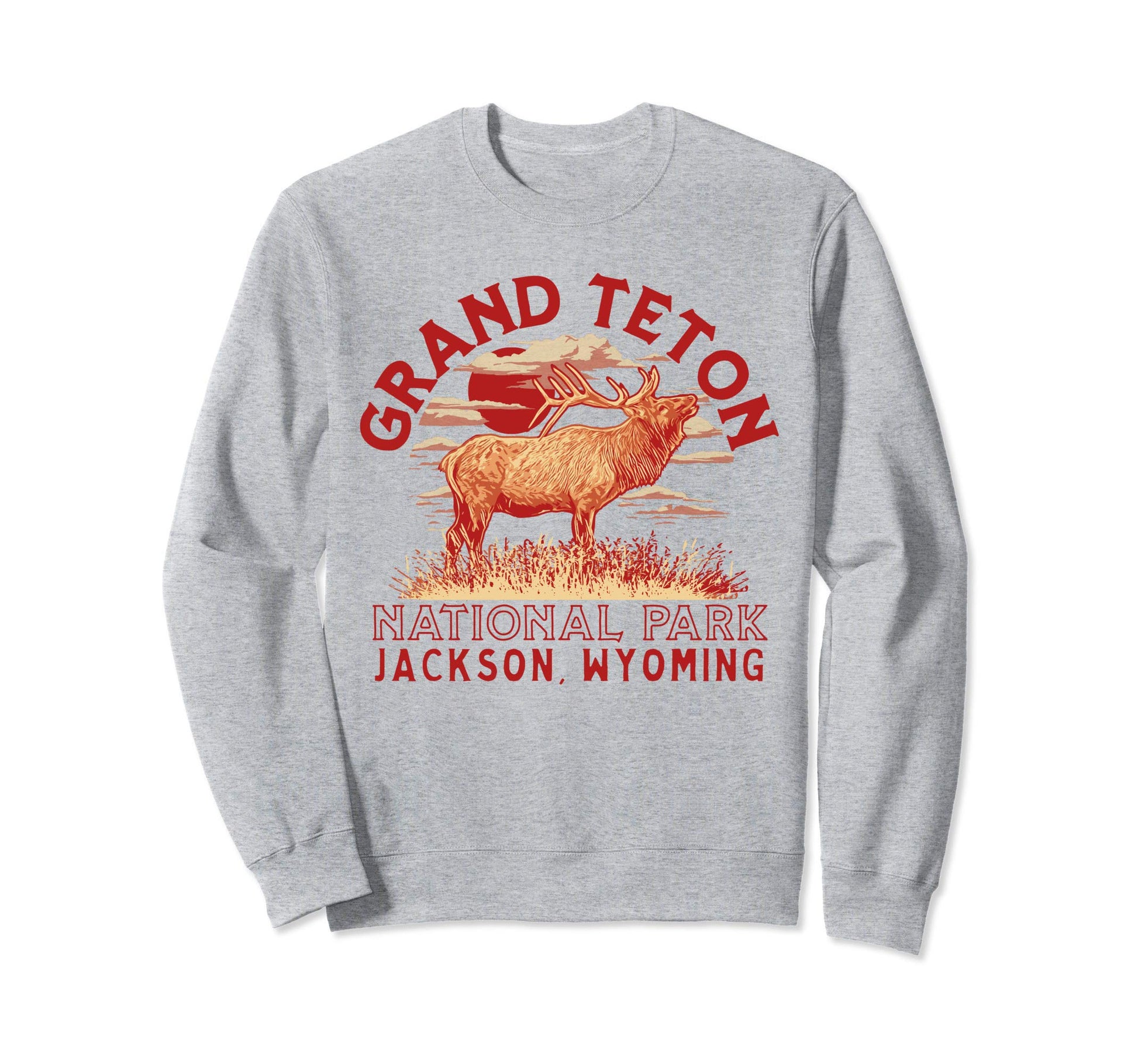 Elk Bugling Grand Teton National Sweatshirt - Minimalist Print Men Women - T-Shirt, Sweatshirt, Hoodie