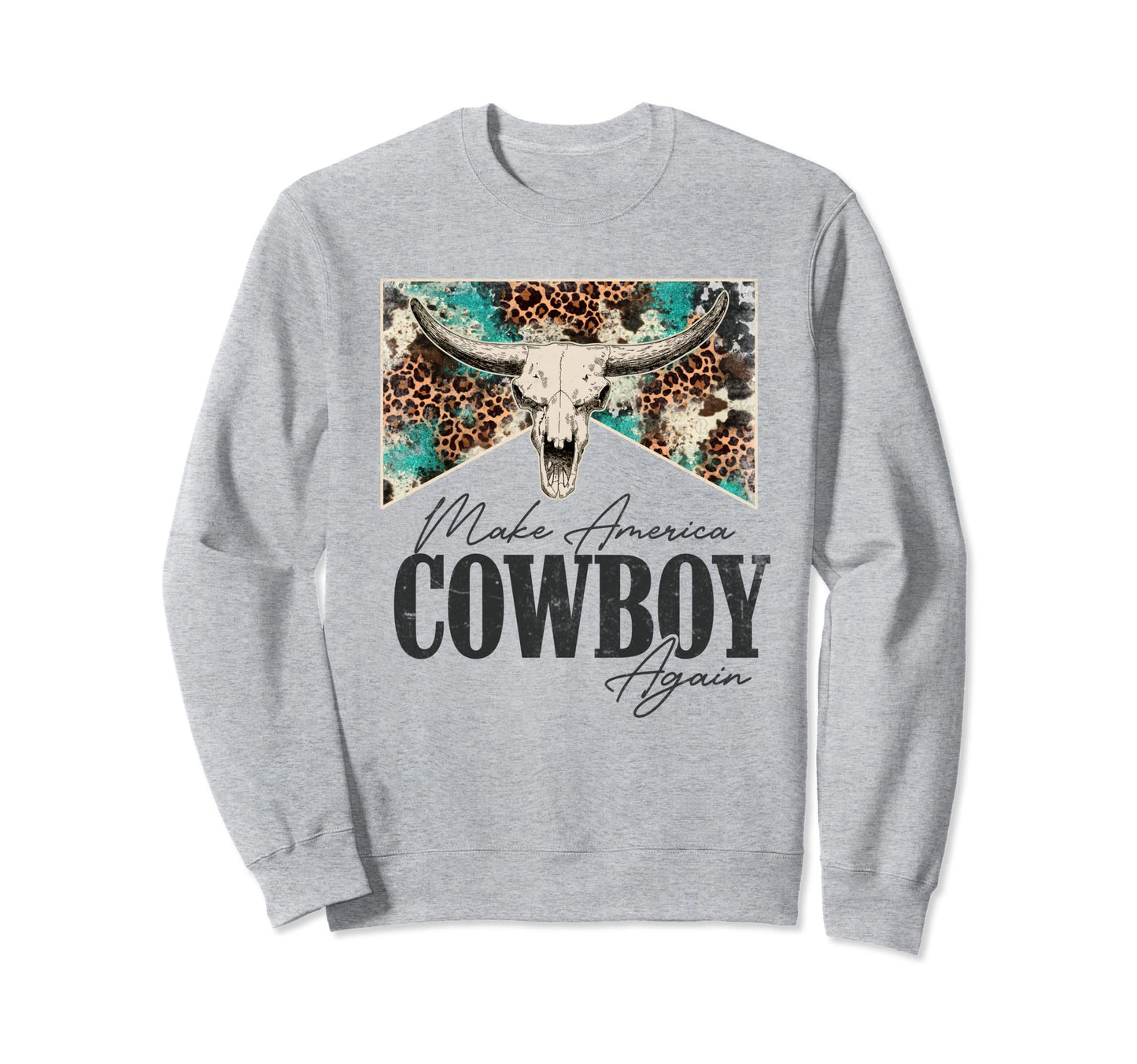 Leopard Bull Skull Western Makes Sweatshirt - Trendy Graphic Unisex - T-Shirt, Sweatshirt, Hoodie