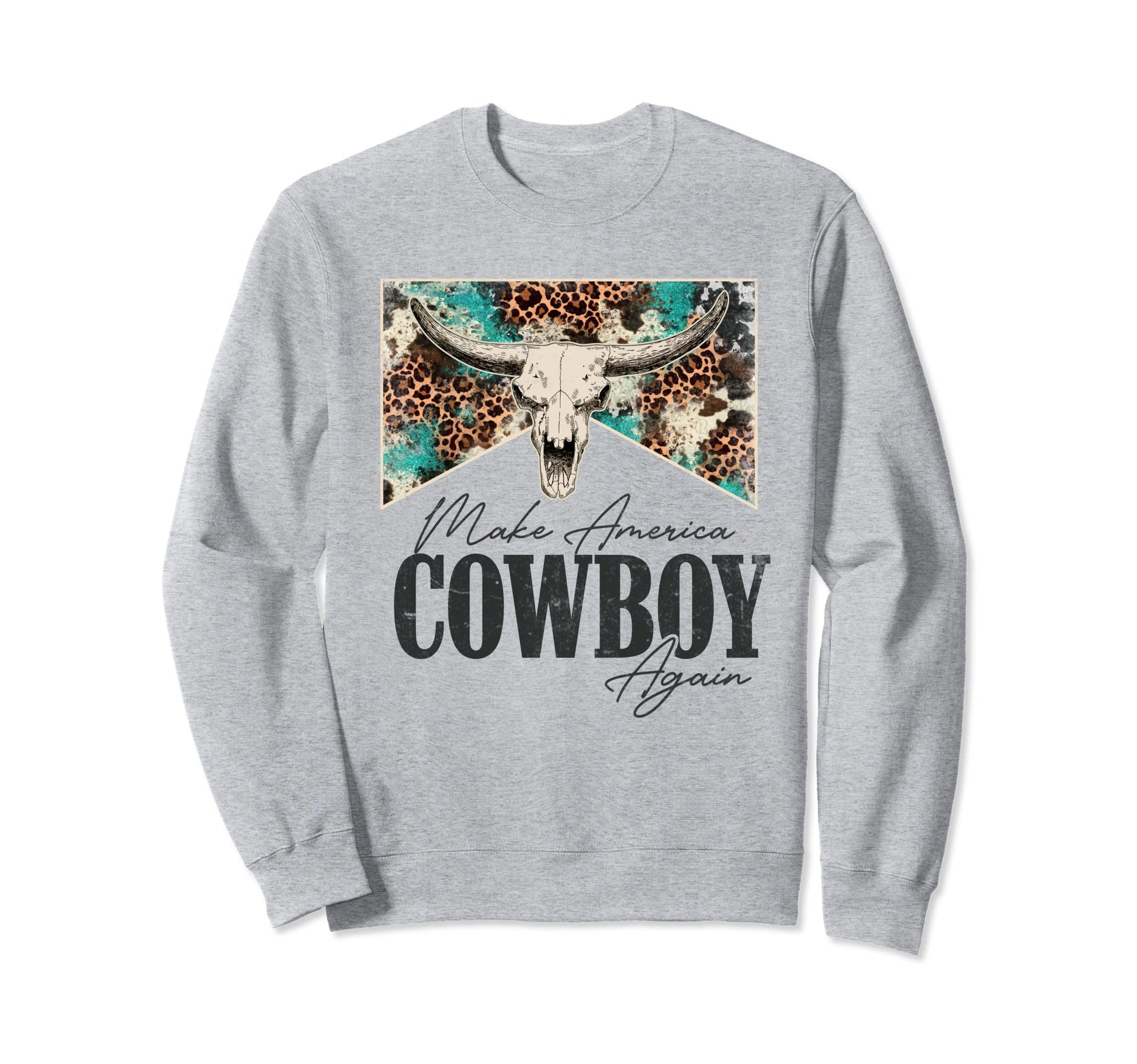 Leopard Bull Skull Western Makes Sweatshirt - Trendy Graphic Unisex - T-Shirt, Sweatshirt, Hoodie