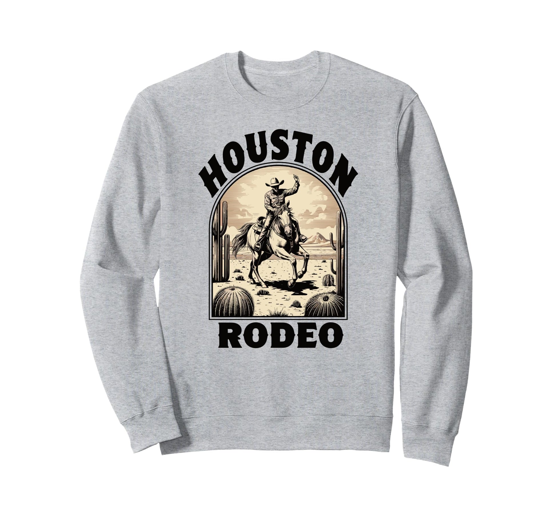 Houston Rodeo Bronc Horse Riding Sweatshirt - Aesthetic Graphic for Adults - T-Shirt, Sweatshirt, Hoodie
