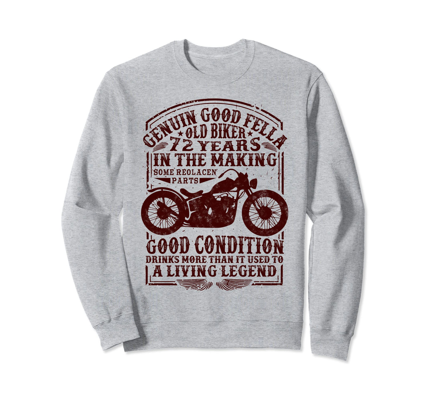 72 Years Old Biker Birthday Sweatshirt - Aesthetic Graphic for Adults - T-Shirt, Sweatshirt, Hoodie