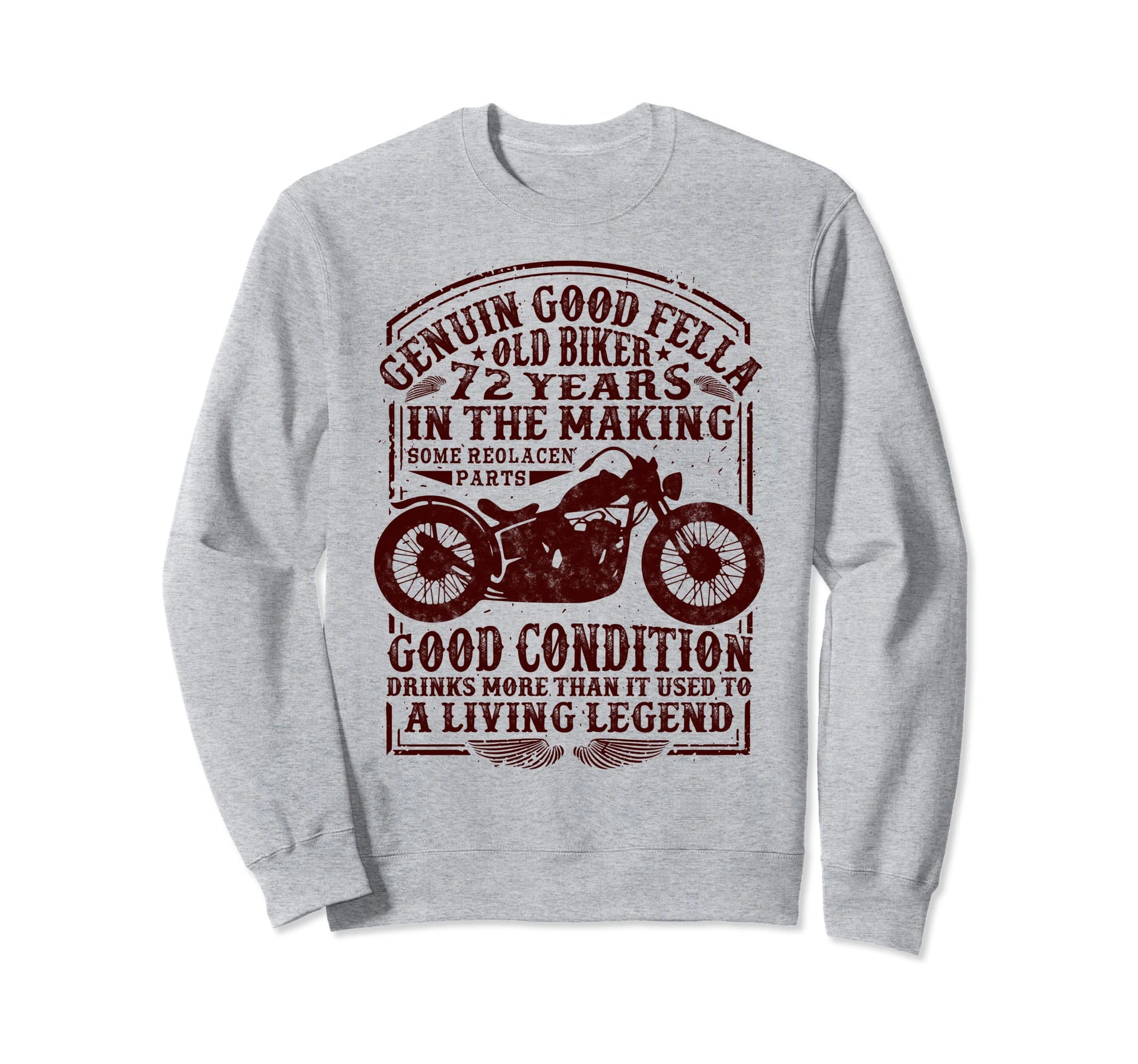 72 Years Old Biker Birthday Sweatshirt - Aesthetic Graphic for Adults - T-Shirt, Sweatshirt, Hoodie