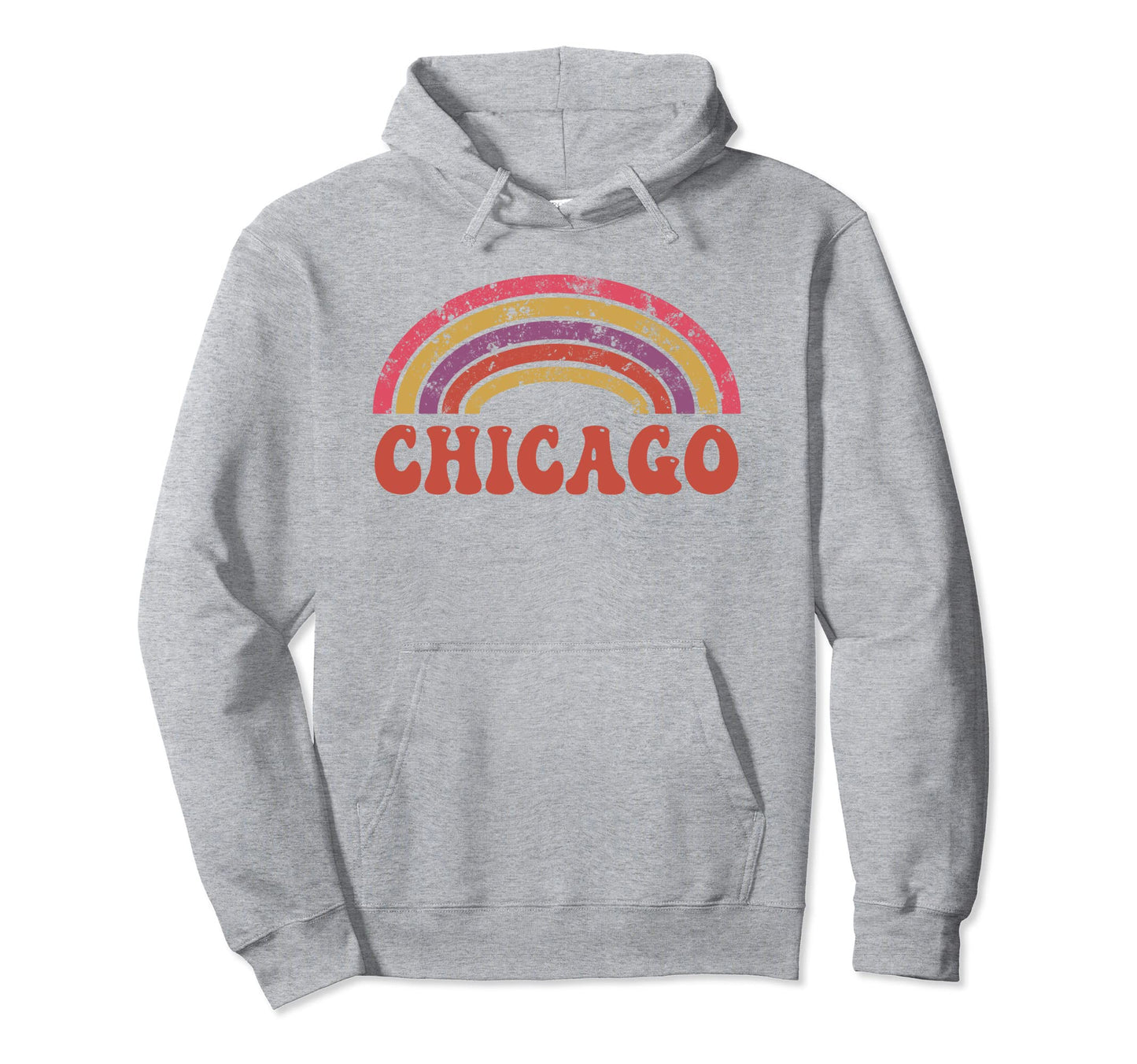 Chicago Hippie Rainbow 60S 70S Groovy Hoodie - Aesthetic Graphic Unisex - T-Shirt, Sweatshirt, Hoodie
