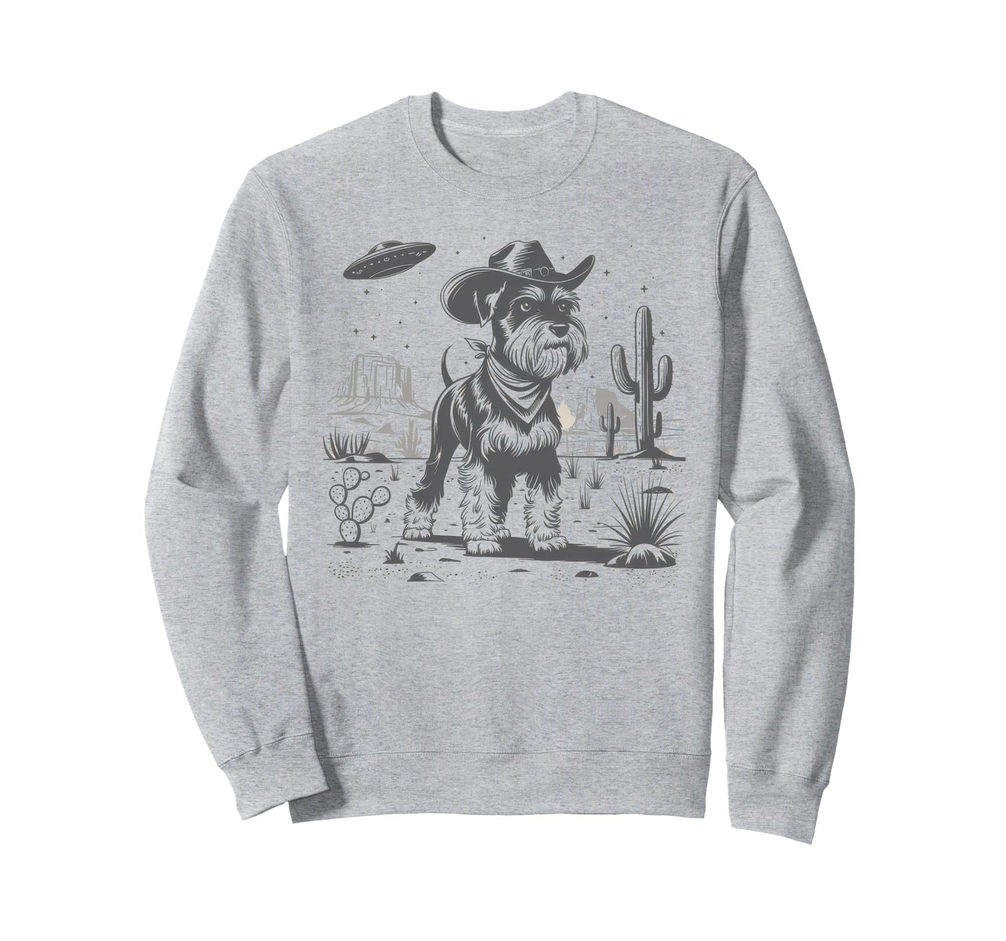Schnauzer Schnauzer Ufo Western Sweatshirt - Novelty Apparel Men Women - T-Shirt, Sweatshirt, Hoodie