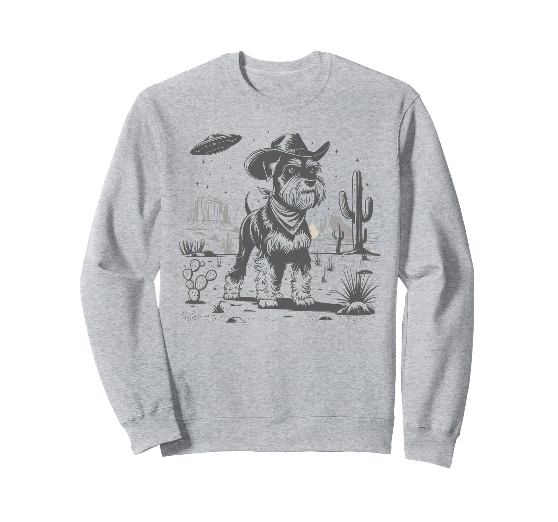 Schnauzer Schnauzer Ufo Western Sweatshirt - Novelty Apparel Men Women - T-Shirt, Sweatshirt, Hoodie